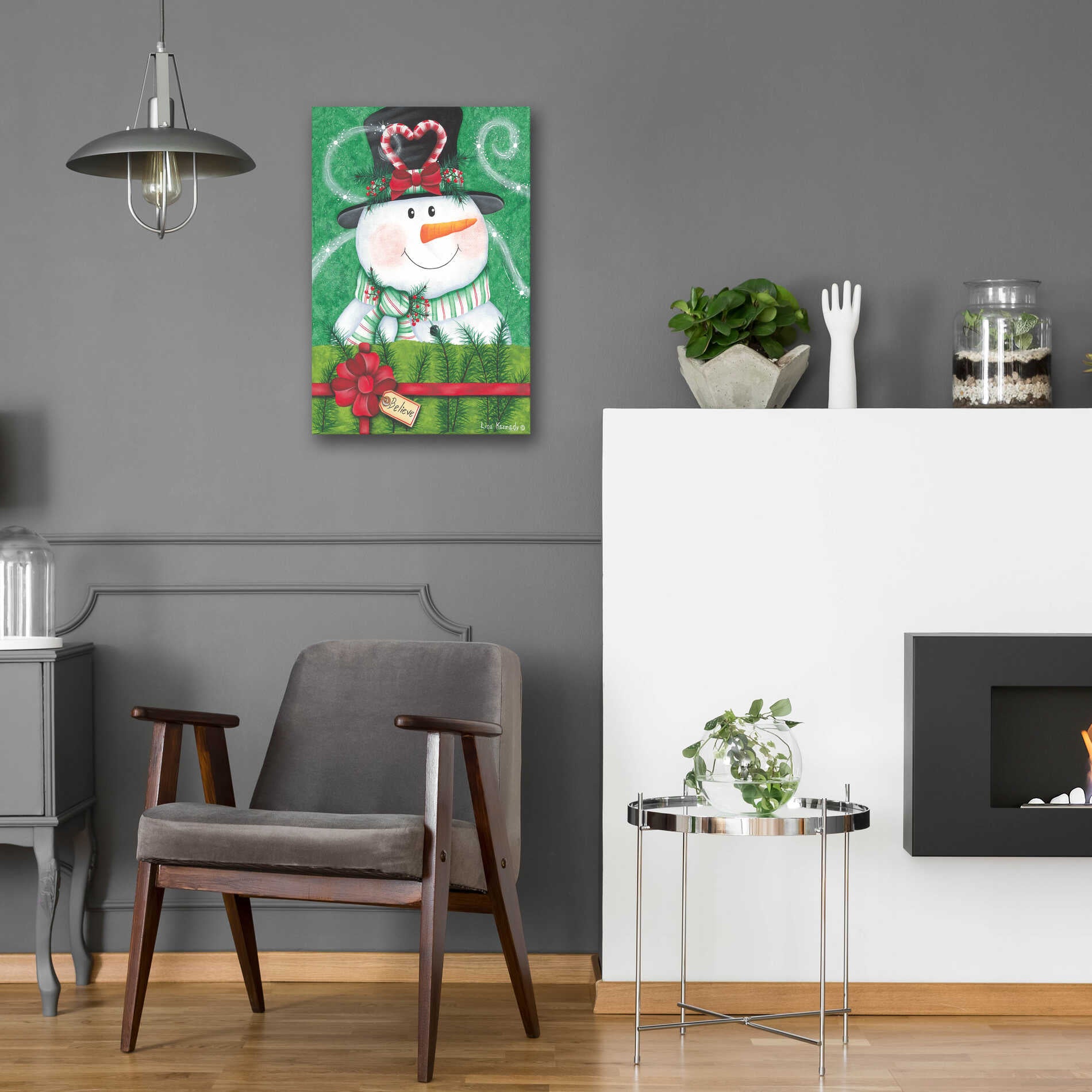 Epic Art 'Snowman Gift' by Lisa Kennedy, Acrylic Glass Wall Art,16x24