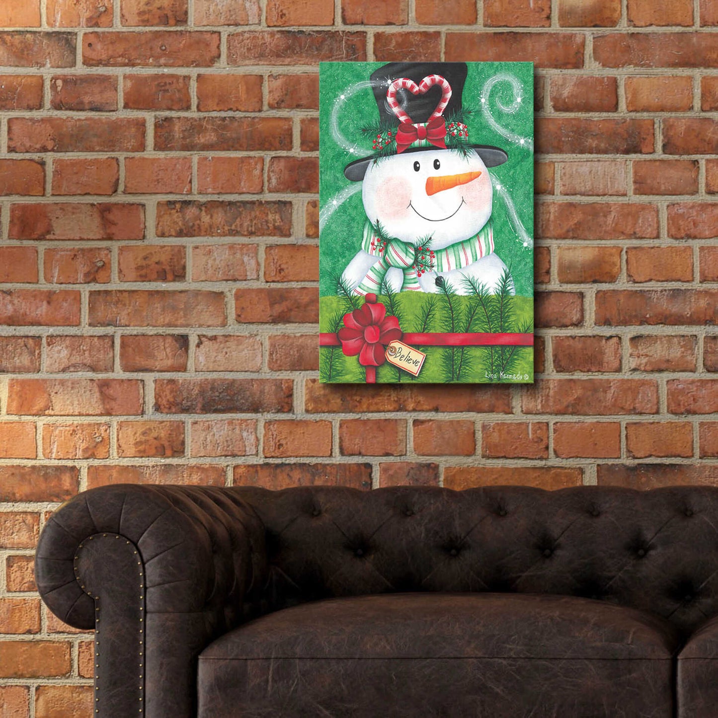 Epic Art 'Snowman Gift' by Lisa Kennedy, Acrylic Glass Wall Art,16x24