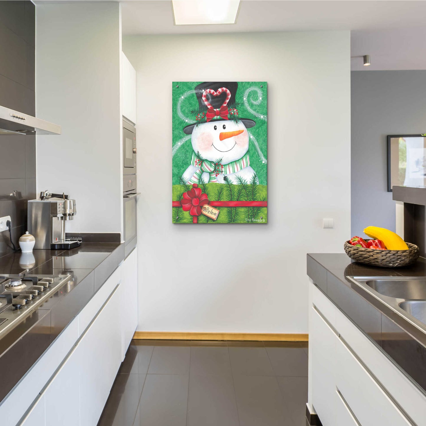 Epic Art 'Snowman Gift' by Lisa Kennedy, Acrylic Glass Wall Art,24x36