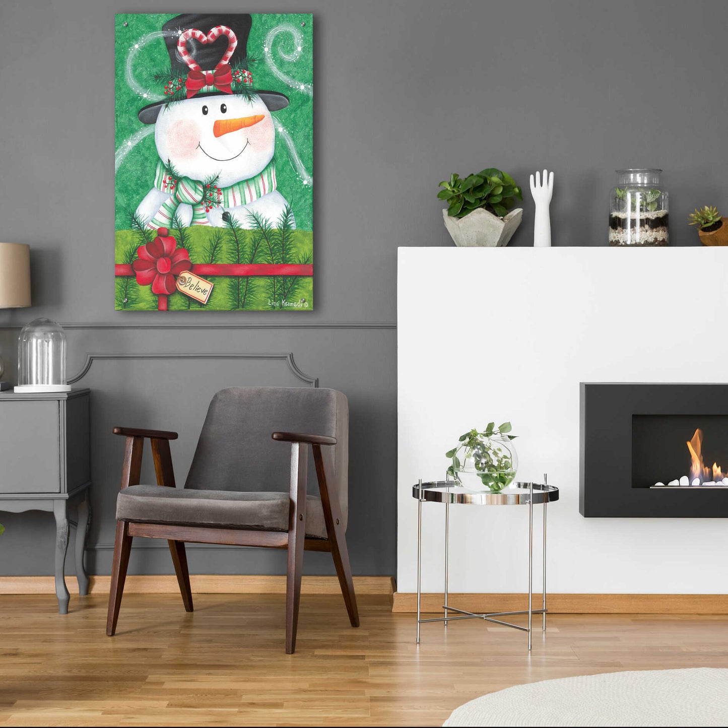 Epic Art 'Snowman Gift' by Lisa Kennedy, Acrylic Glass Wall Art,24x36