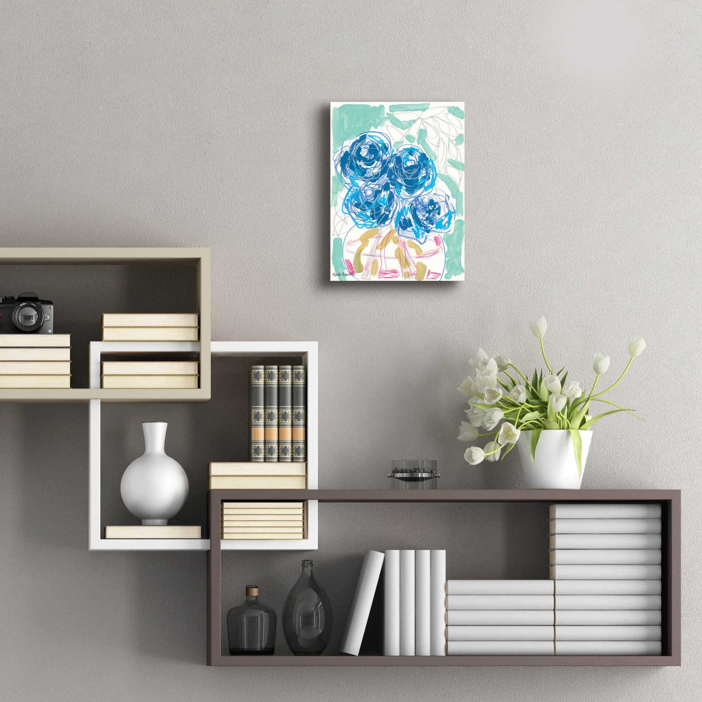 Epic Art 'Nightstand Blooms in Water' by Kait Roberts, Acrylic Glass Wall Art,12x16