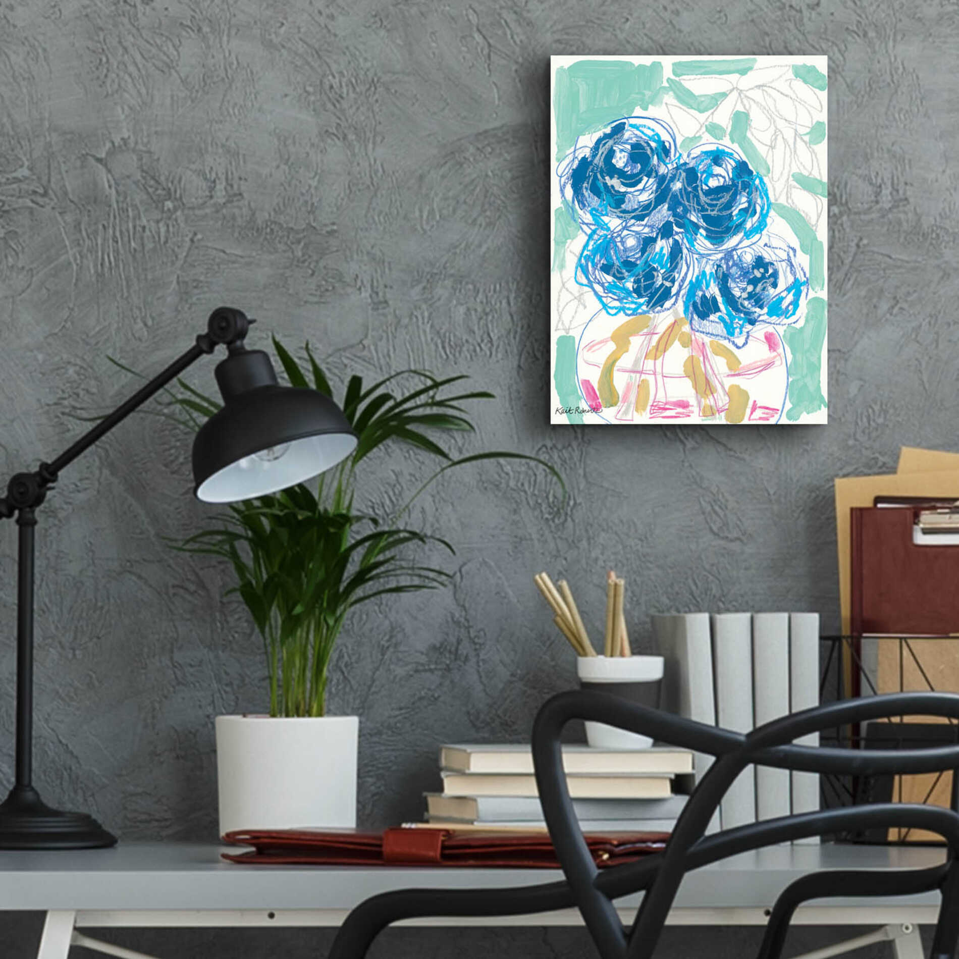 Epic Art 'Nightstand Blooms in Water' by Kait Roberts, Acrylic Glass Wall Art,12x16