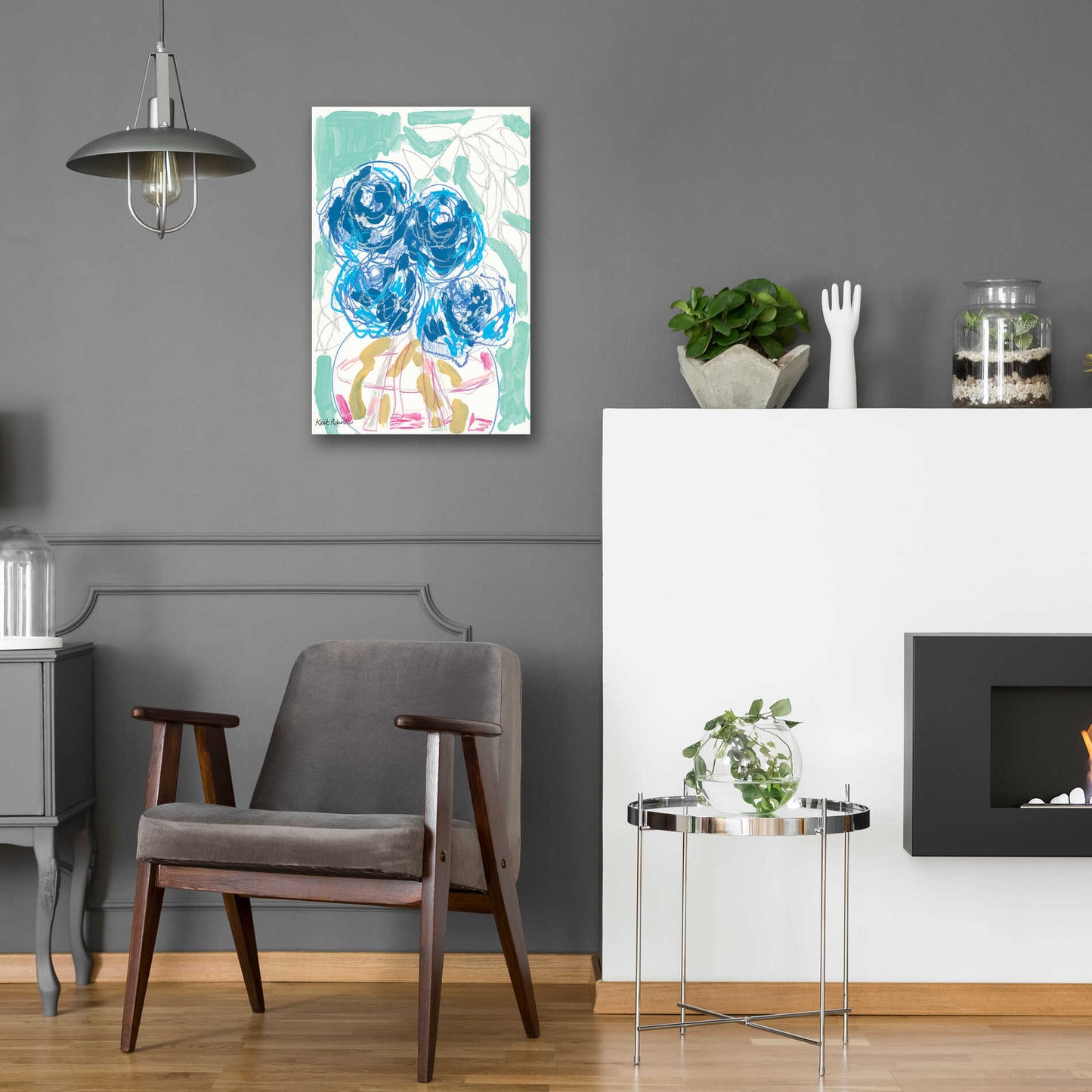 Epic Art 'Nightstand Blooms in Water' by Kait Roberts, Acrylic Glass Wall Art,16x24