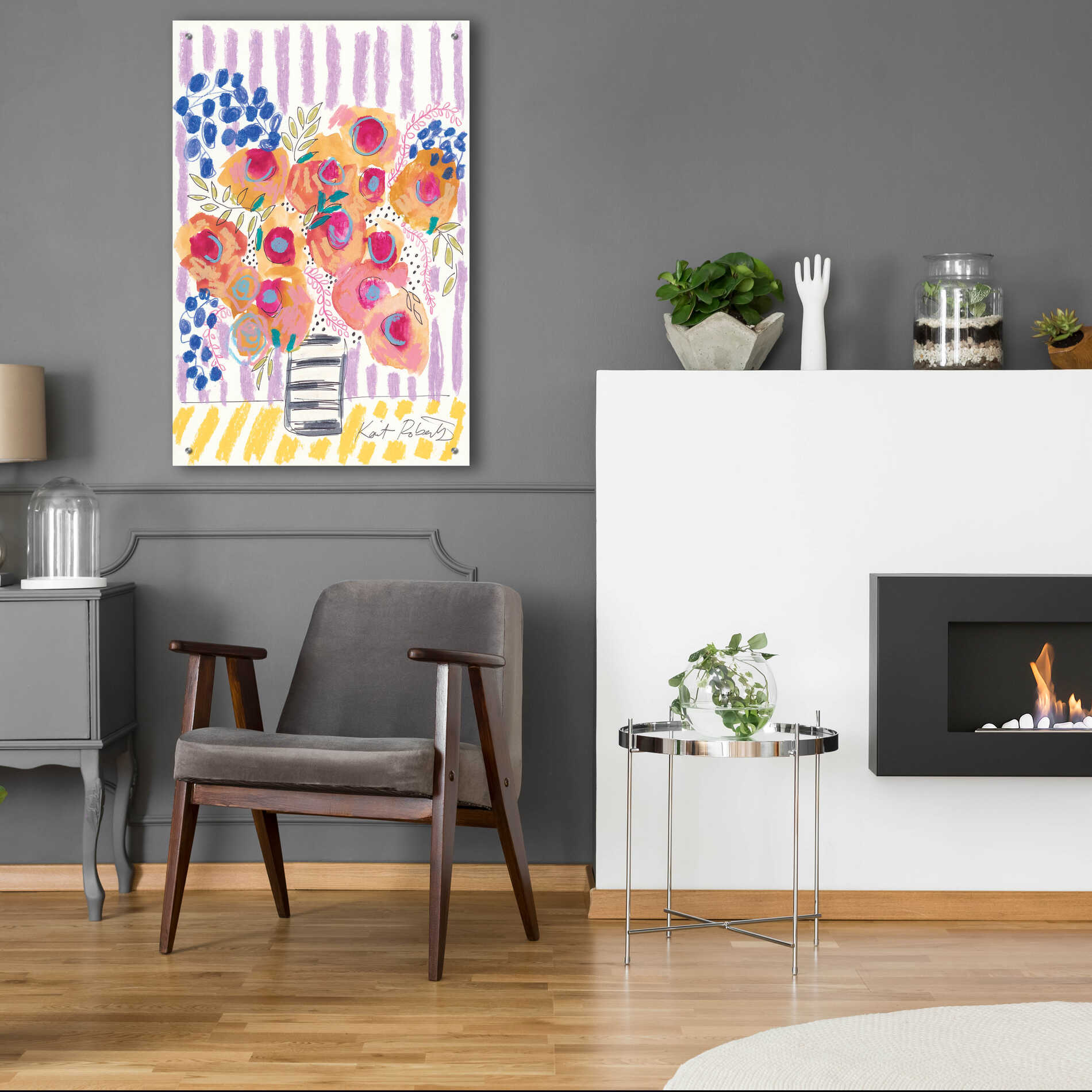 Epic Art 'Peach Poppies' by Kait Roberts, Acrylic Glass Wall Art,24x36