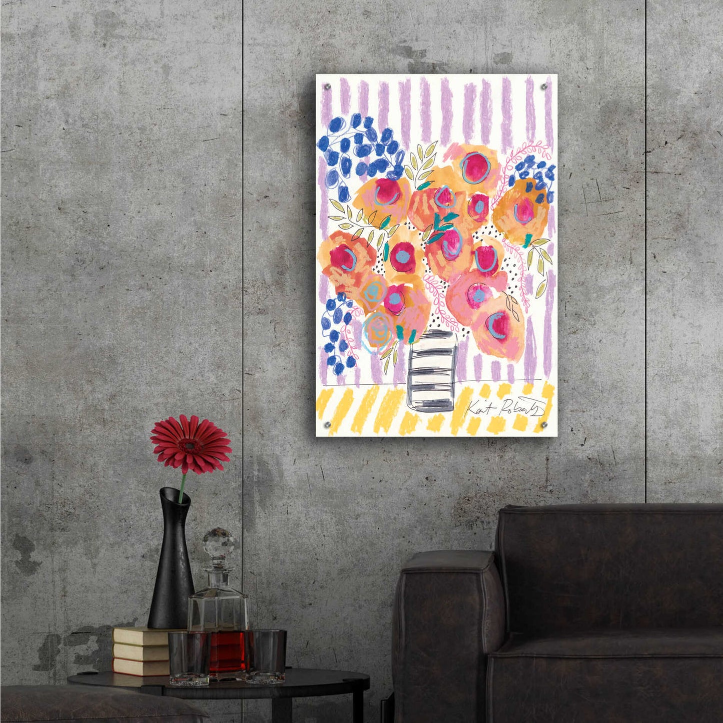 Epic Art 'Peach Poppies' by Kait Roberts, Acrylic Glass Wall Art,24x36