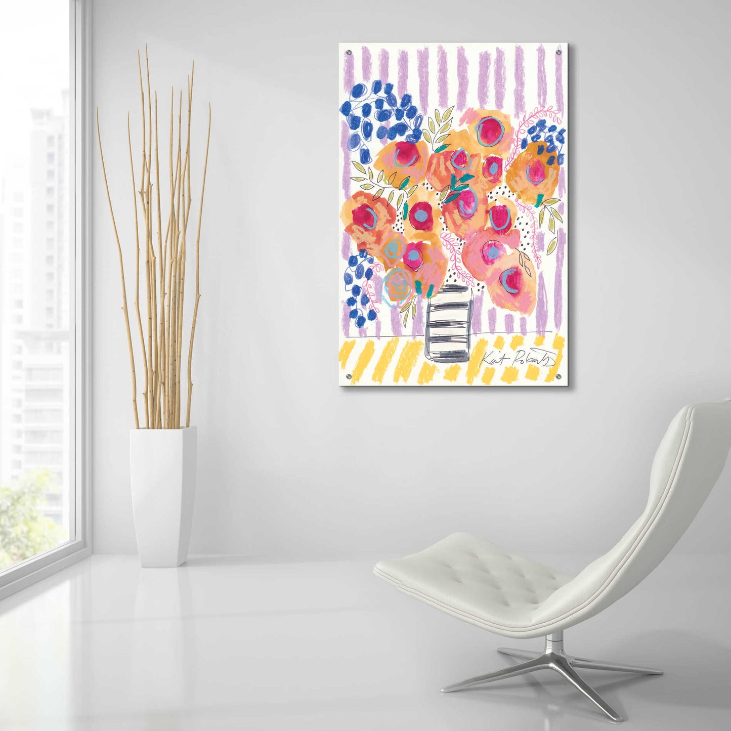 Epic Art 'Peach Poppies' by Kait Roberts, Acrylic Glass Wall Art,24x36