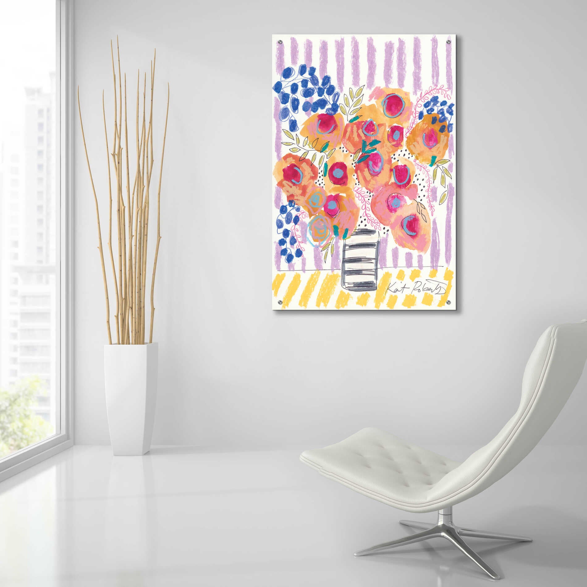 Epic Art 'Peach Poppies' by Kait Roberts, Acrylic Glass Wall Art,24x36