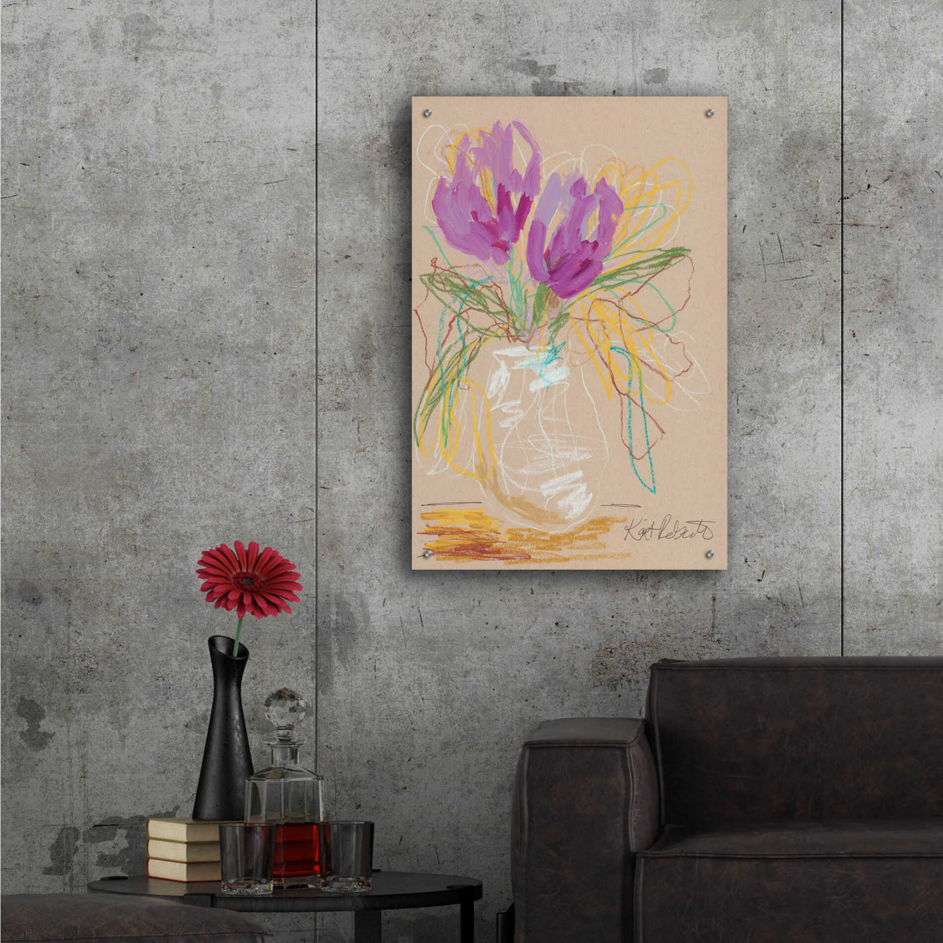 Epic Art 'Lacey Lavender' by Kait Roberts, Acrylic Glass Wall Art,24x36