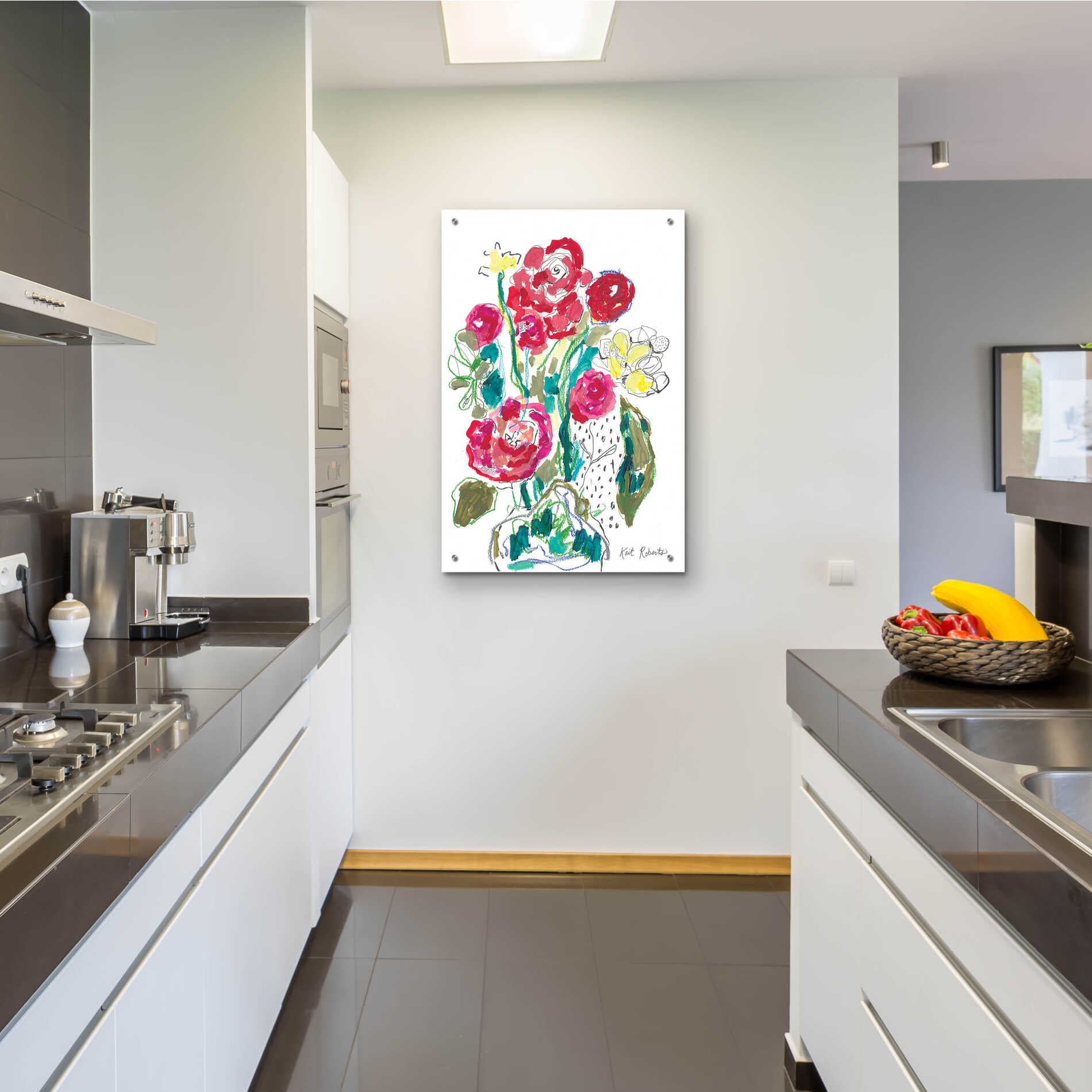 Epic Art 'Down the Rabbit Hole with Flowers' by Kait Roberts, Acrylic Glass Wall Art,24x36