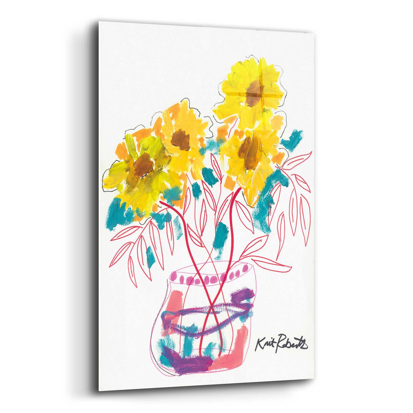 Epic Art 'Sunny Blooms' by Kait Roberts, Acrylic Glass Wall Art,12x16