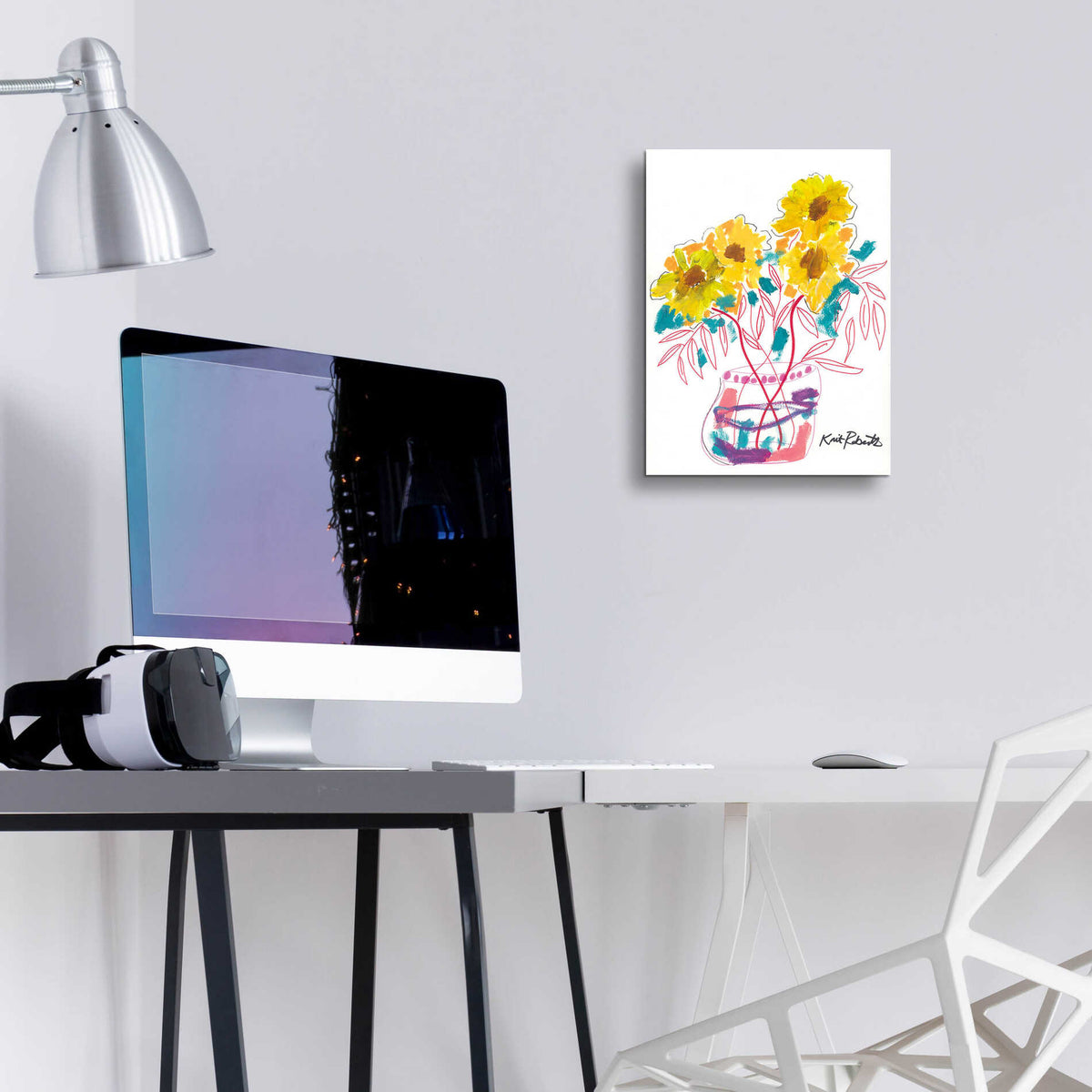 Epic Art 'Sunny Blooms' by Kait Roberts, Acrylic Glass Wall Art,12x16