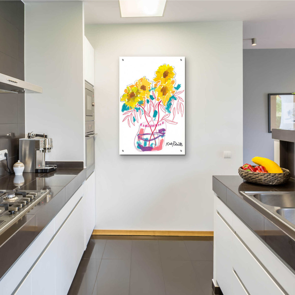 Epic Art 'Sunny Blooms' by Kait Roberts, Acrylic Glass Wall Art,24x36
