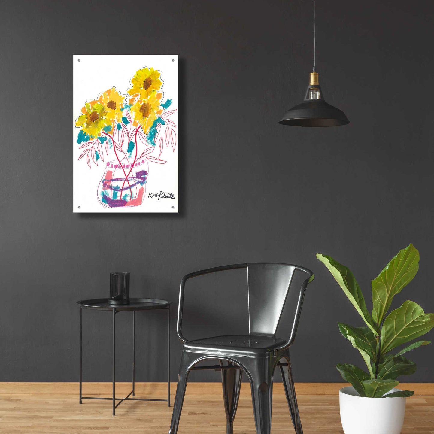 Epic Art 'Sunny Blooms' by Kait Roberts, Acrylic Glass Wall Art,24x36