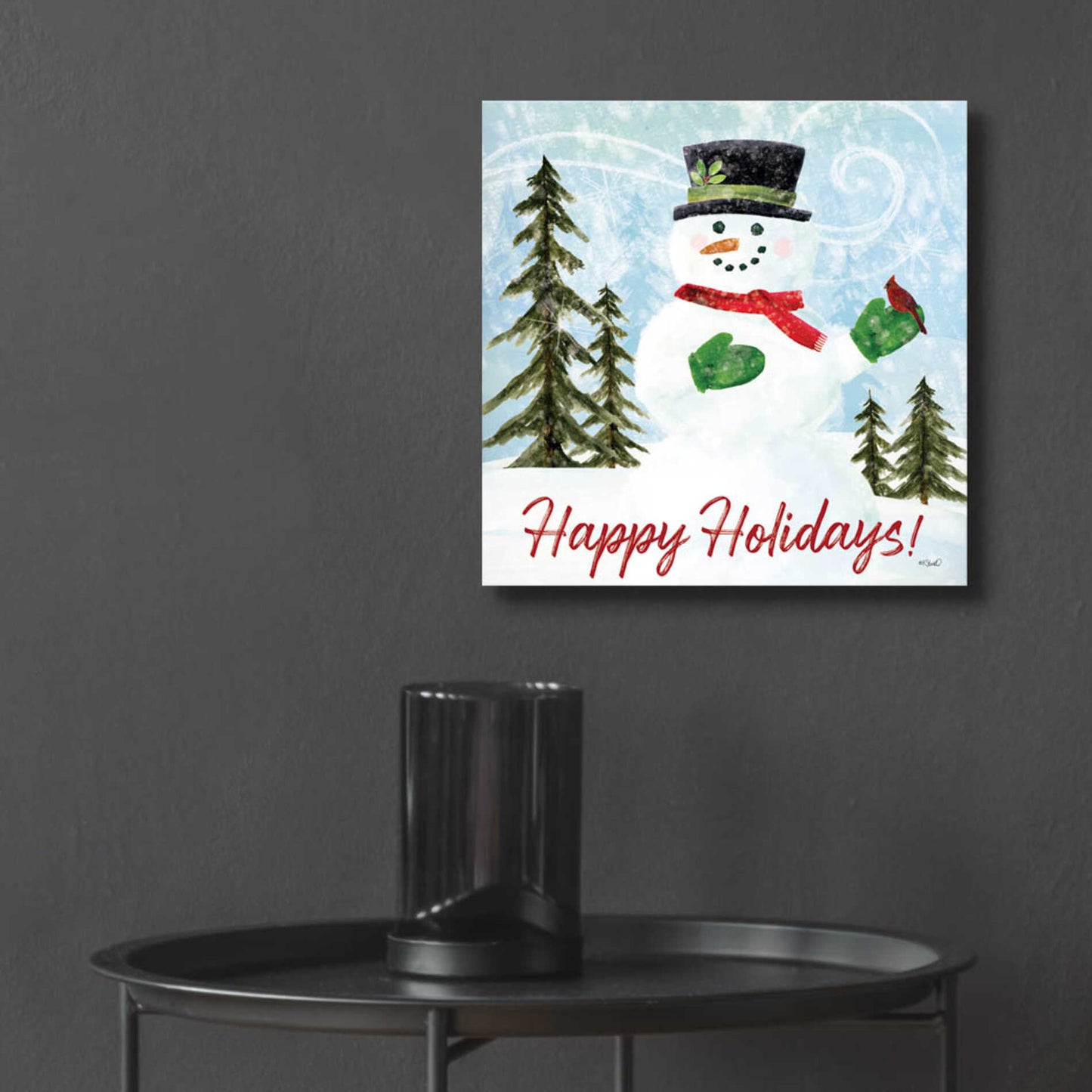 Epic Art 'Happy Holidays Snowman' by Kate Sherrill, Acrylic Glass Wall Art,12x12