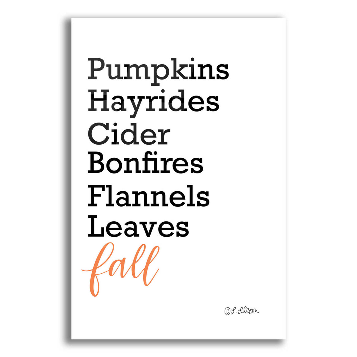 Epic Art 'Fall Words' by Lisa Larson, Acrylic Glass Wall Art