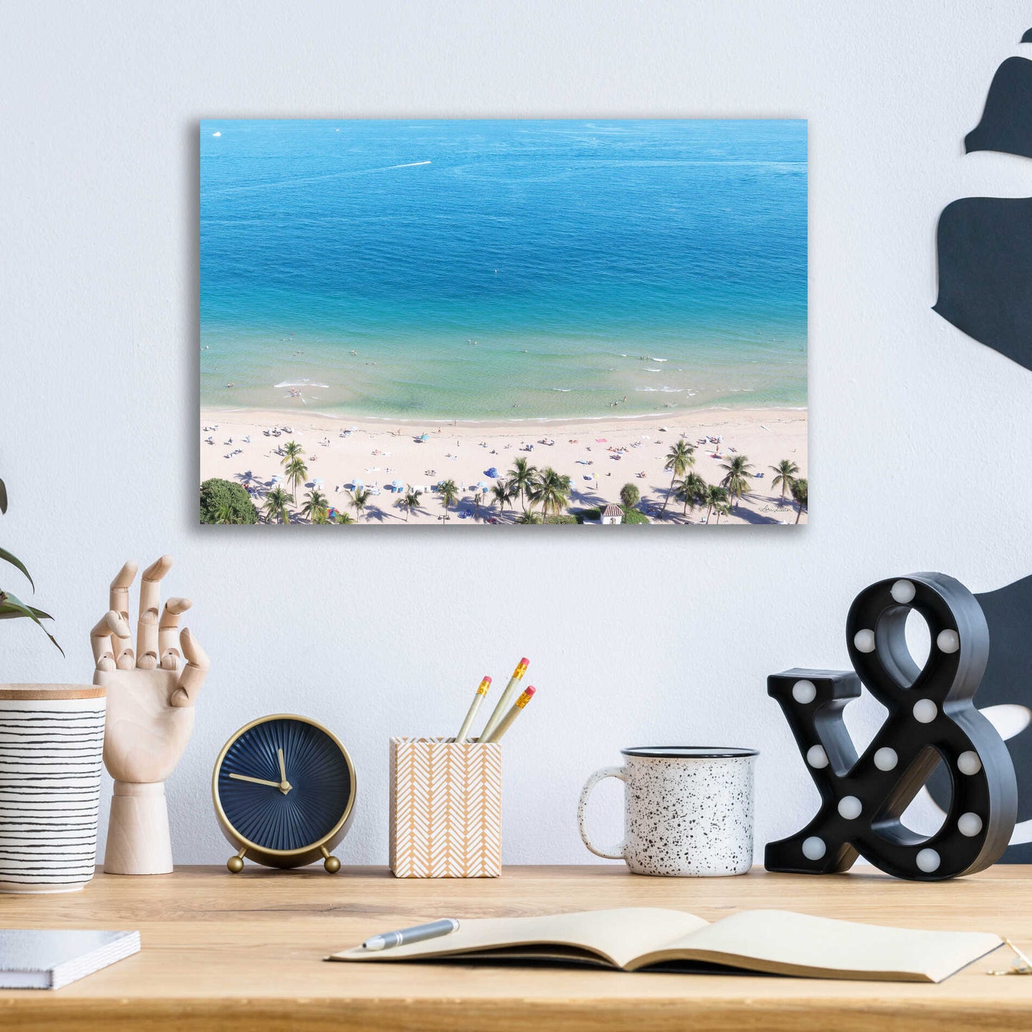Epic Art 'Beach View From Above' by Lori Deiter, Acrylic Glass Wall Art,16x12
