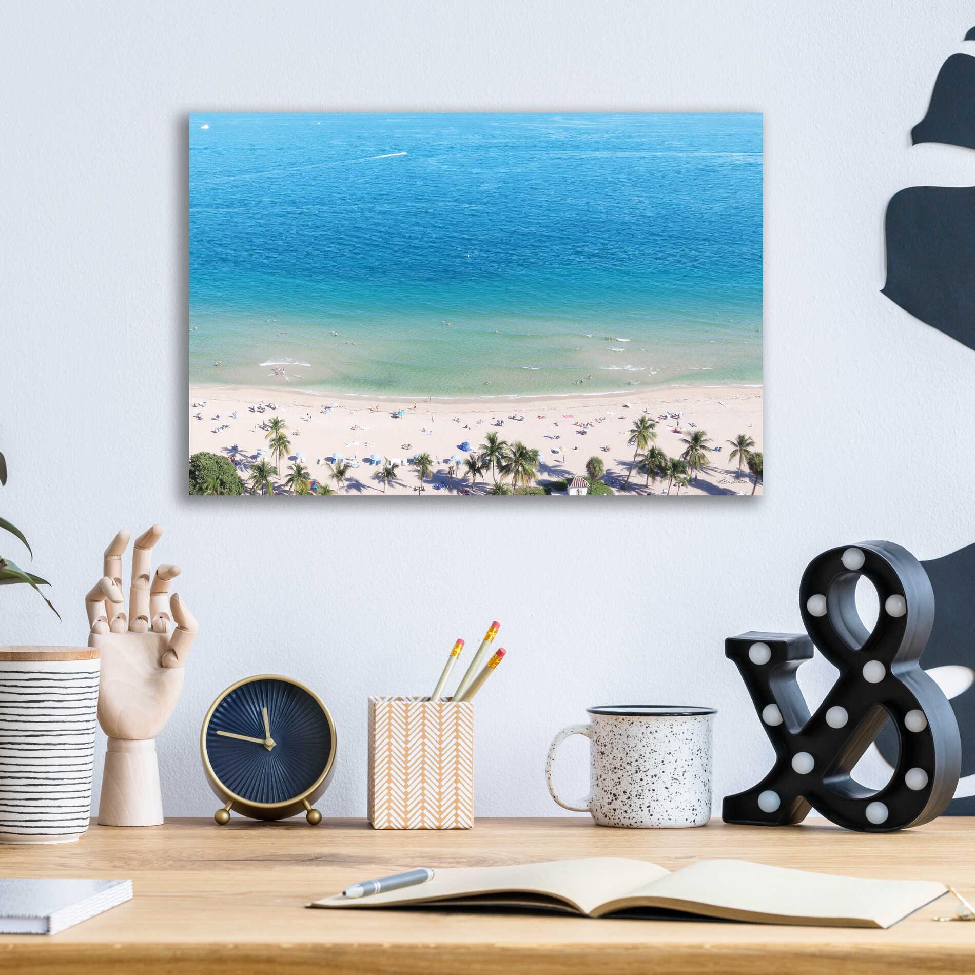Epic Art 'Beach View From Above' by Lori Deiter, Acrylic Glass Wall Art,16x12