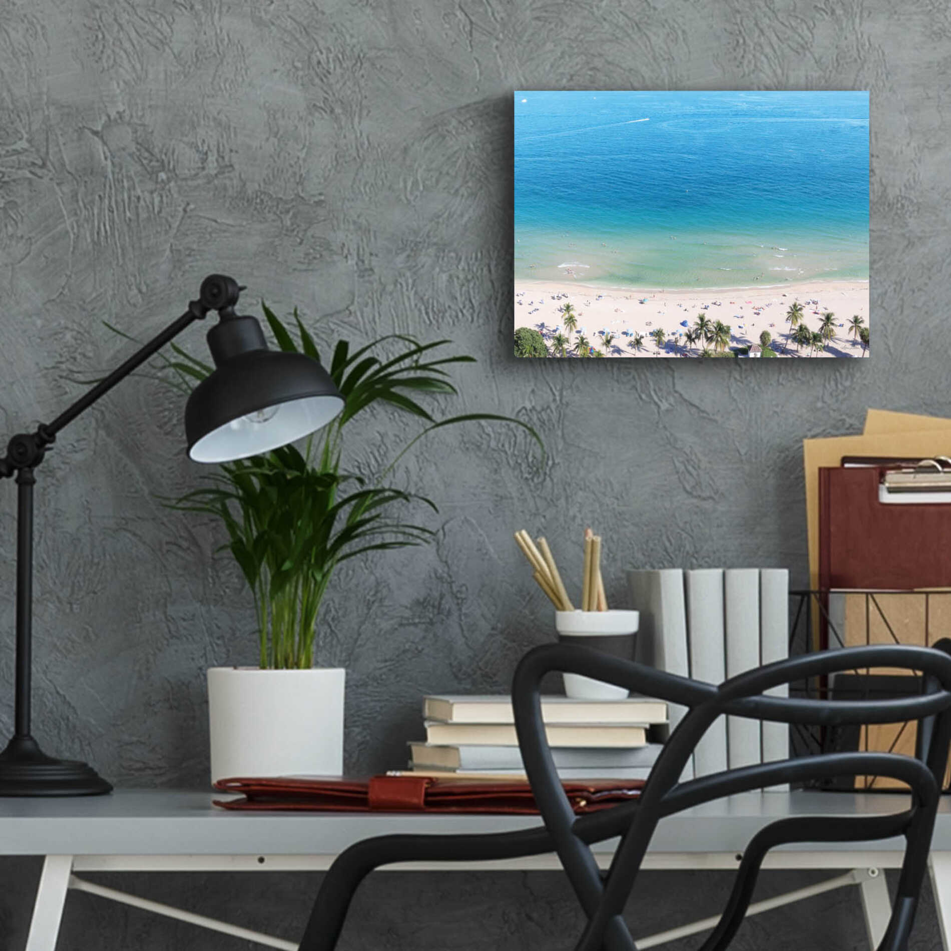 Epic Art 'Beach View From Above' by Lori Deiter, Acrylic Glass Wall Art,16x12