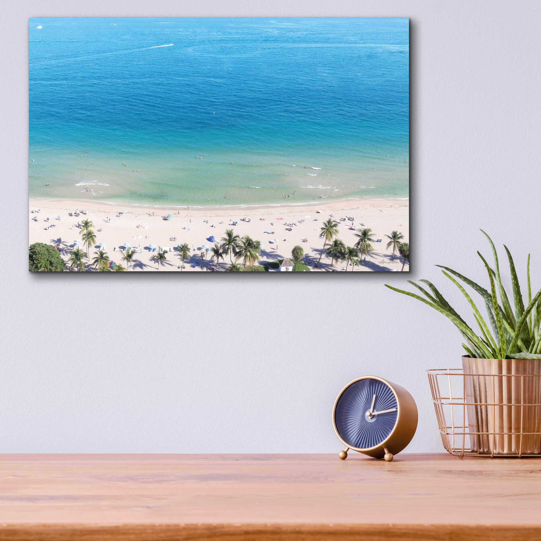 Epic Art 'Beach View From Above' by Lori Deiter, Acrylic Glass Wall Art,16x12