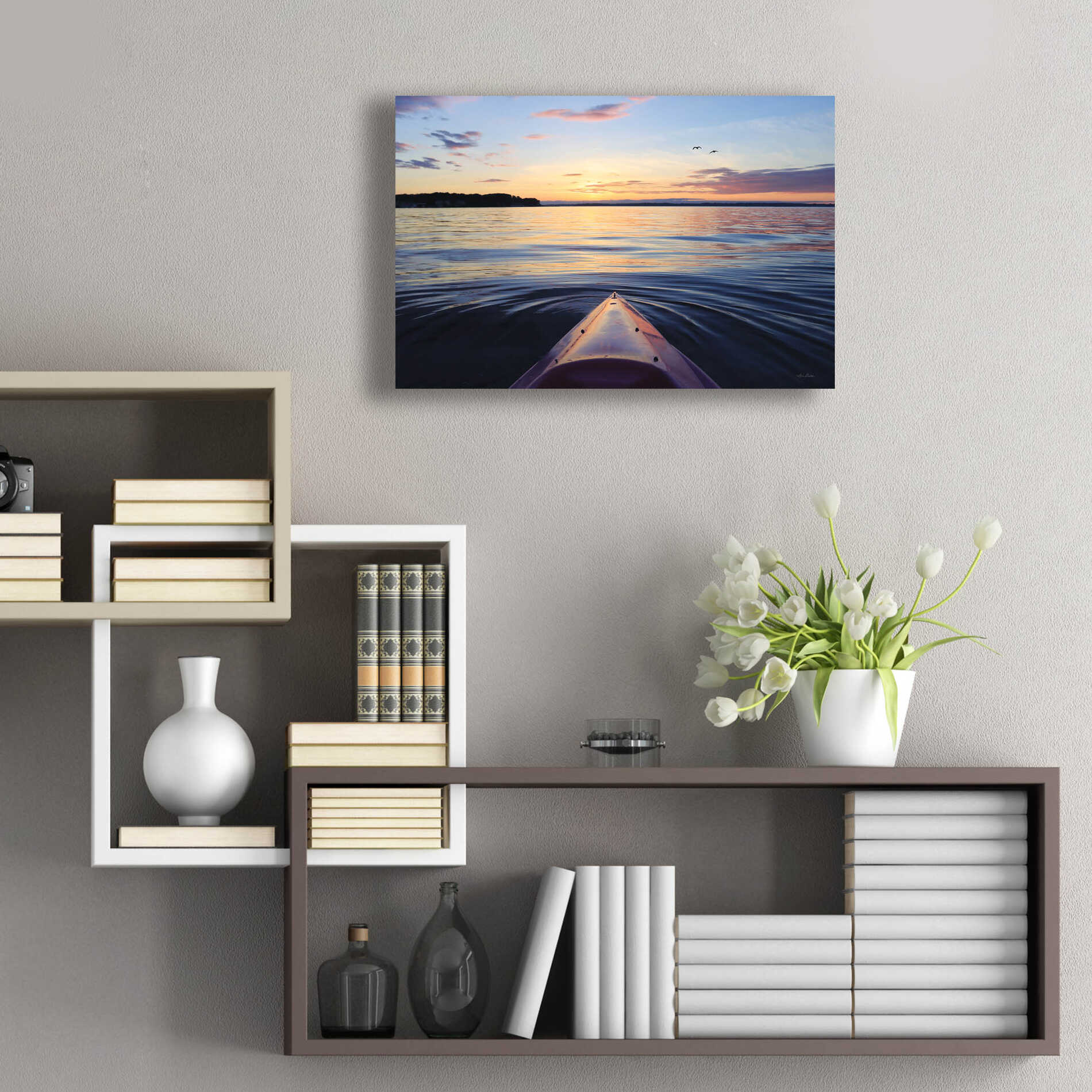 Epic Art 'Kayaking on French Bay' by Lori Deiter, Acrylic Glass Wall Art,24x16