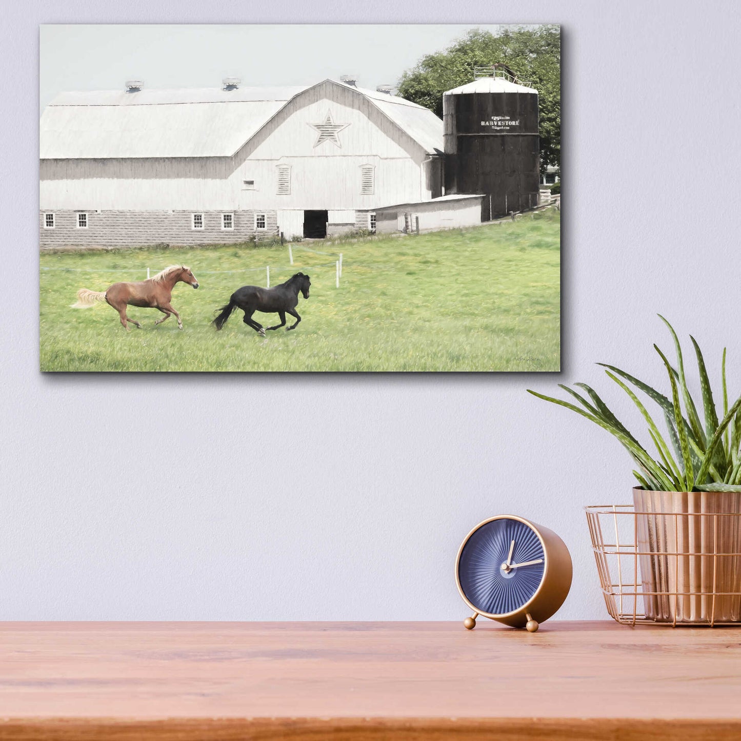 Epic Art 'Afternoon Run on the Farm' by Lori Deiter, Acrylic Glass Wall Art,16x12