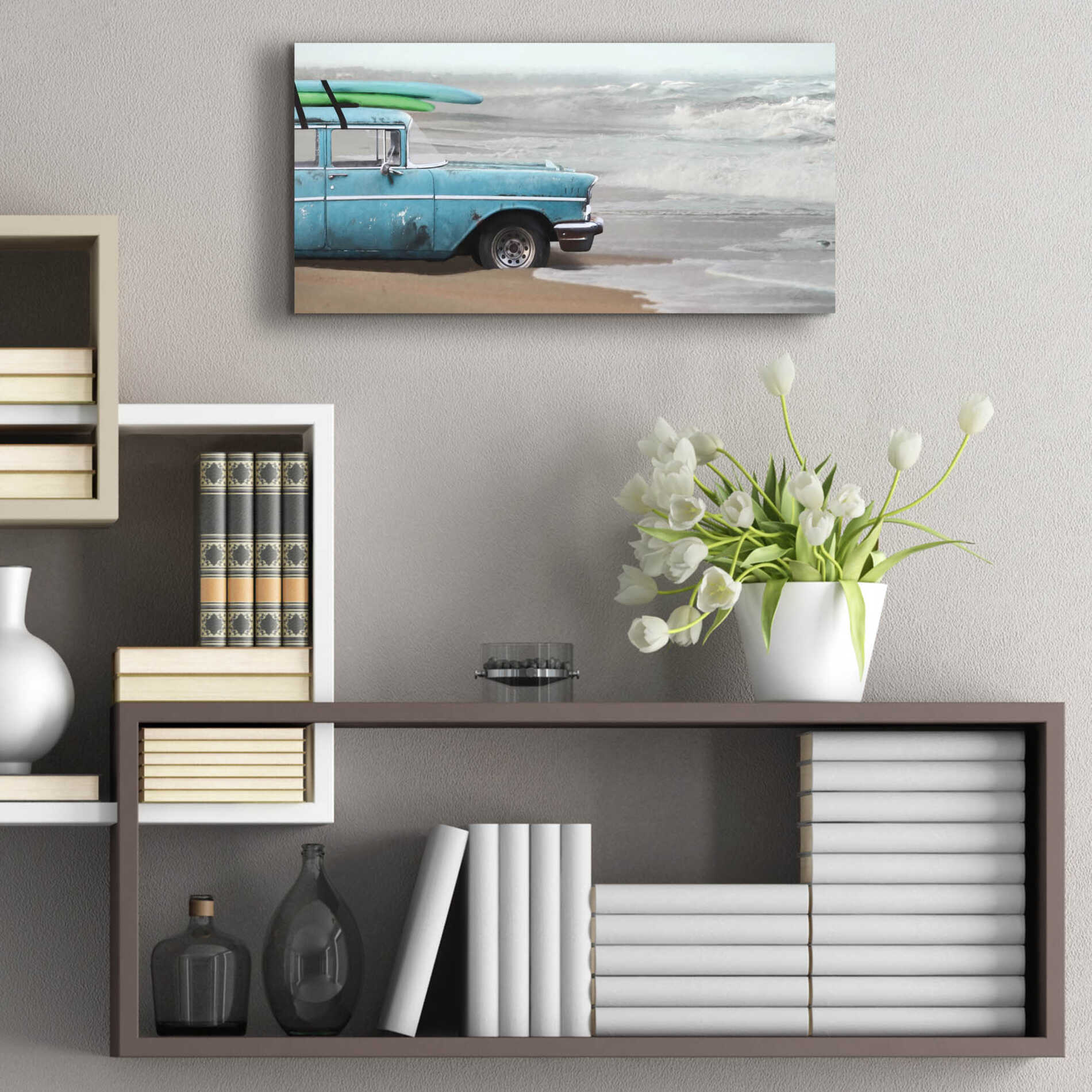 Epic Art 'My Wave is Waiting' by Lori Deiter, Acrylic Glass Wall Art,24x12