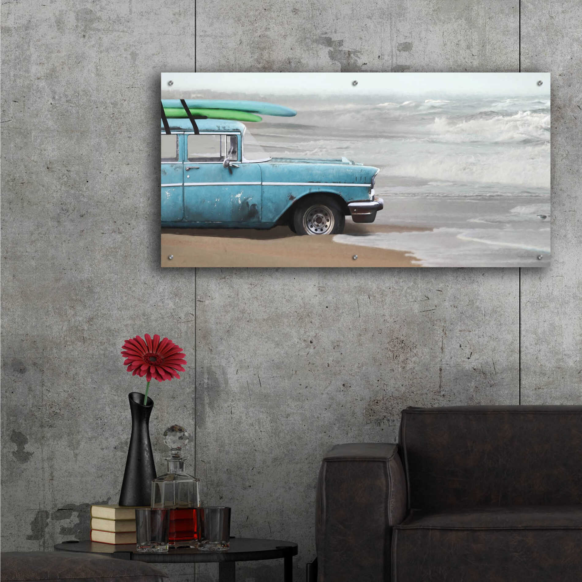 Epic Art 'My Wave is Waiting' by Lori Deiter, Acrylic Glass Wall Art,48x24