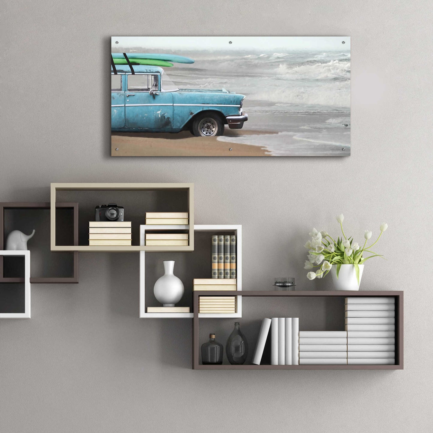 Epic Art 'My Wave is Waiting' by Lori Deiter, Acrylic Glass Wall Art,48x24