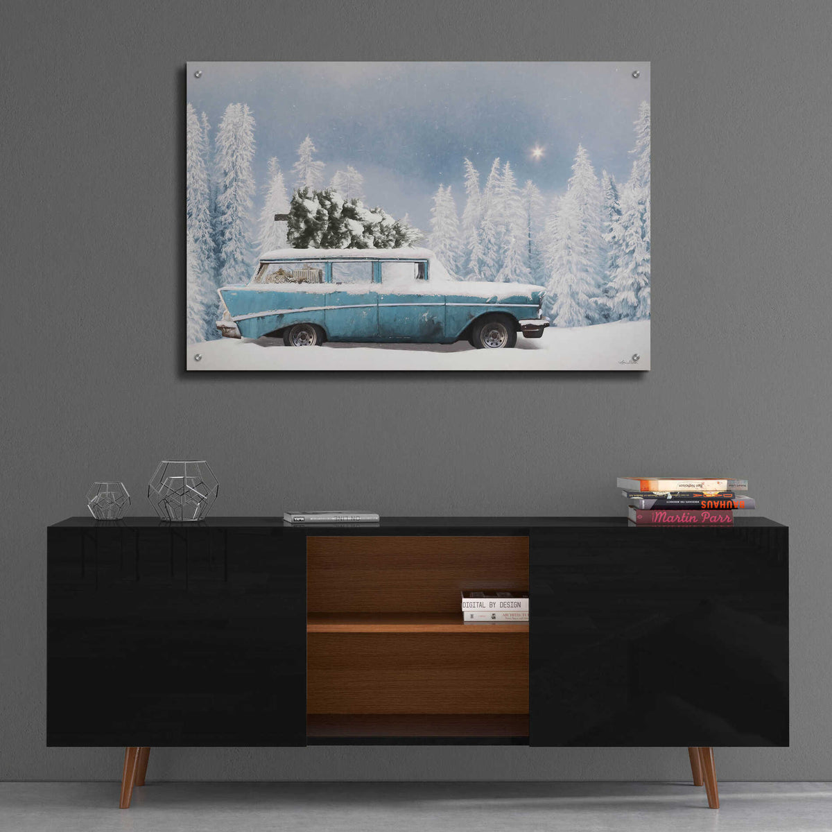 Epic Art 'Christmas Blues' by Lori Deiter, Acrylic Glass Wall Art,36x24