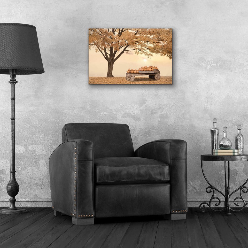 Epic Art 'Autumn Leaves and Pumpkins Please' by Lori Deiter, Acrylic Glass Wall Art,24x16