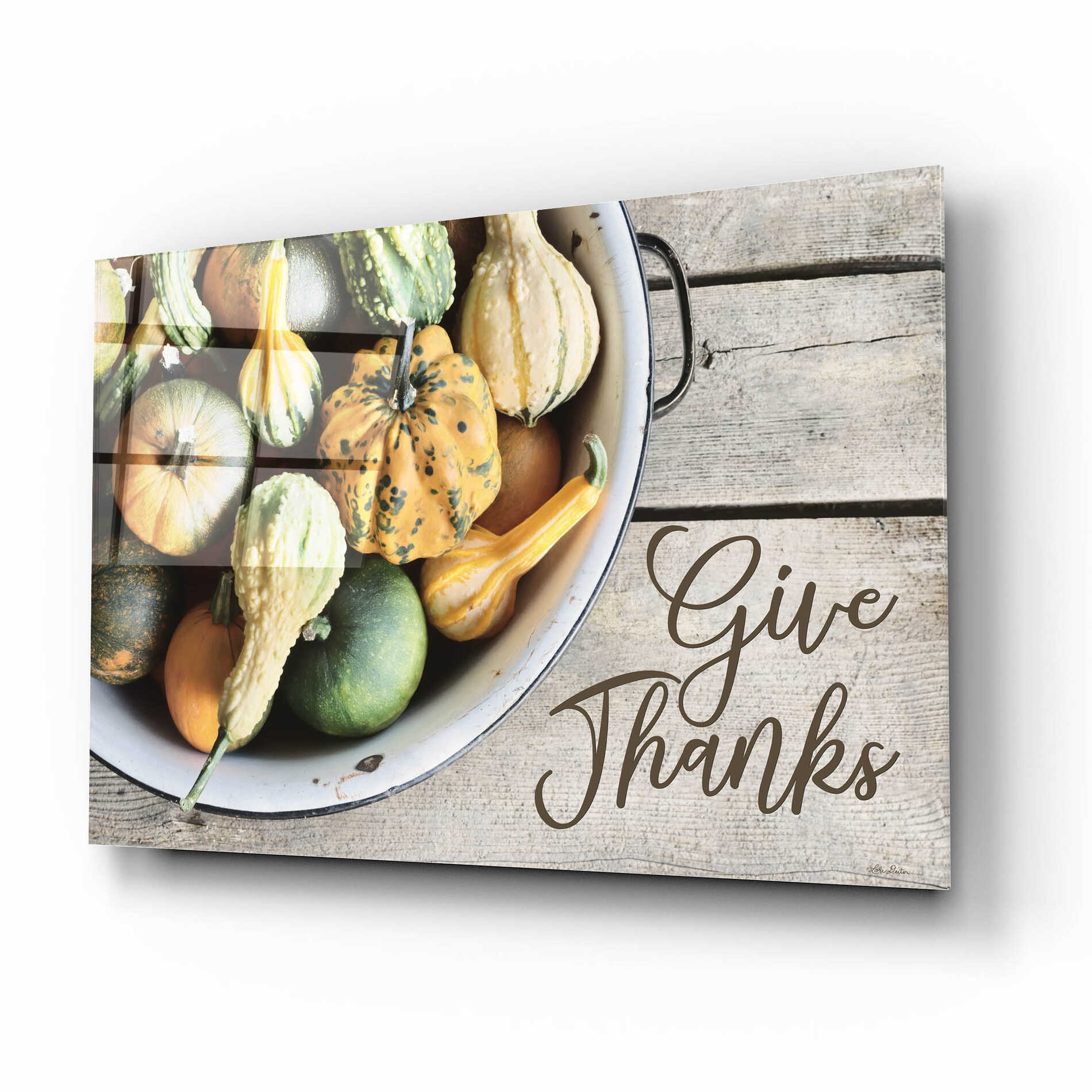 Epic Art 'Give Thanks' by Lori Deiter, Acrylic Glass Wall Art,16x12
