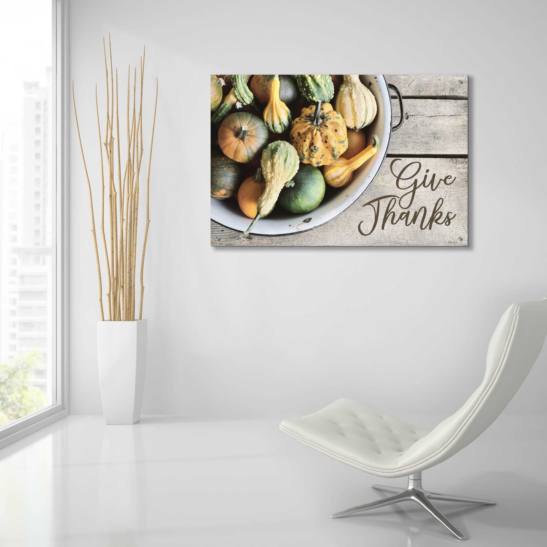 Epic Art 'Give Thanks' by Lori Deiter, Acrylic Glass Wall Art,36x24