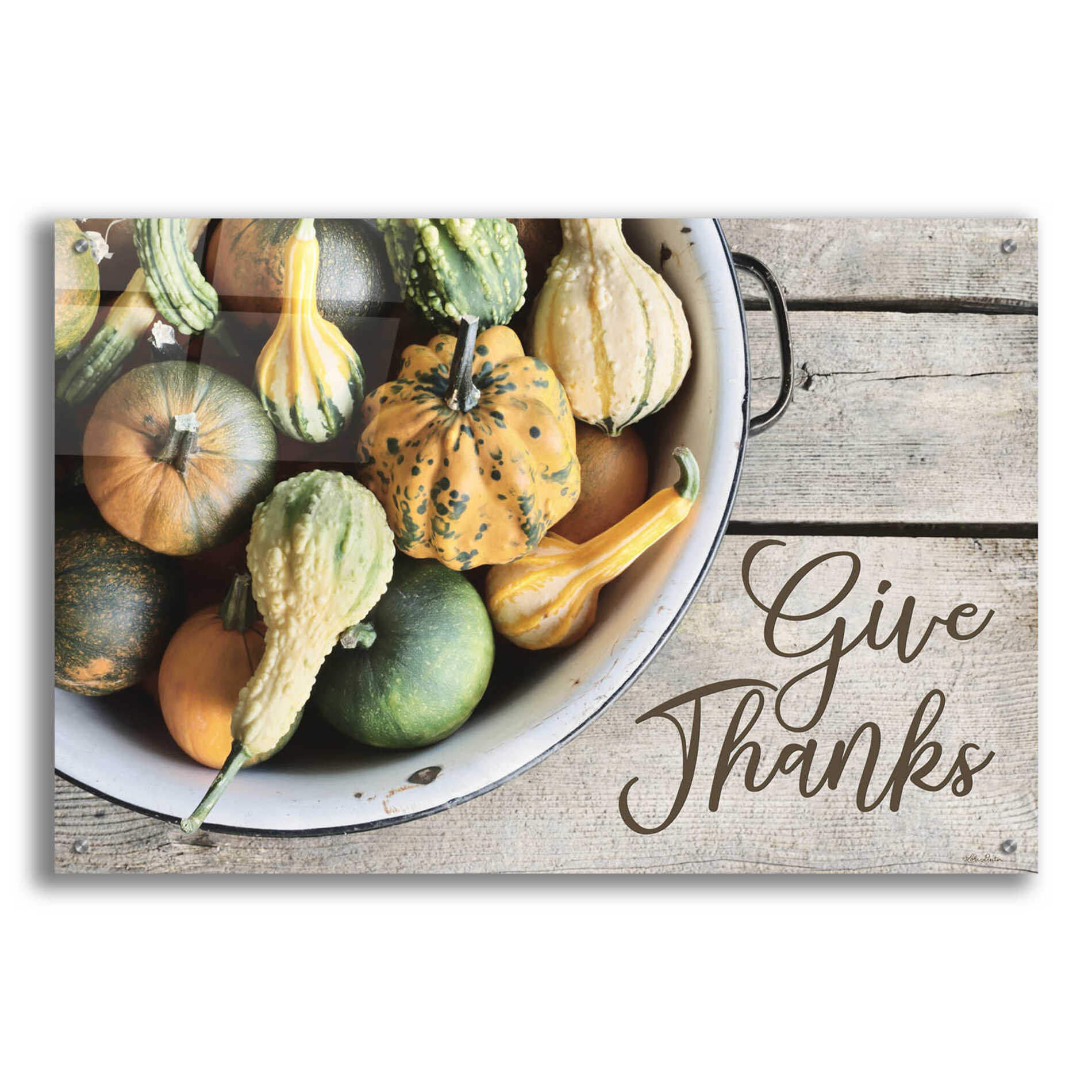 Epic Art 'Give Thanks' by Lori Deiter, Acrylic Glass Wall Art,36x24