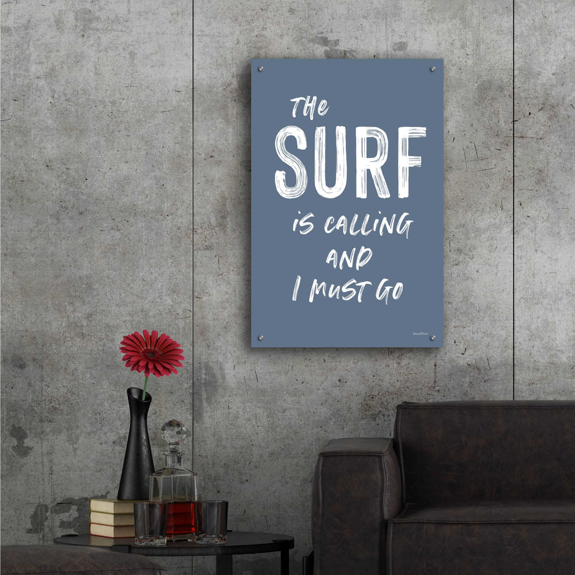 Epic Art 'The Surf is Calling' by lettered & lined, Acrylic Glass Wall Art,24x36