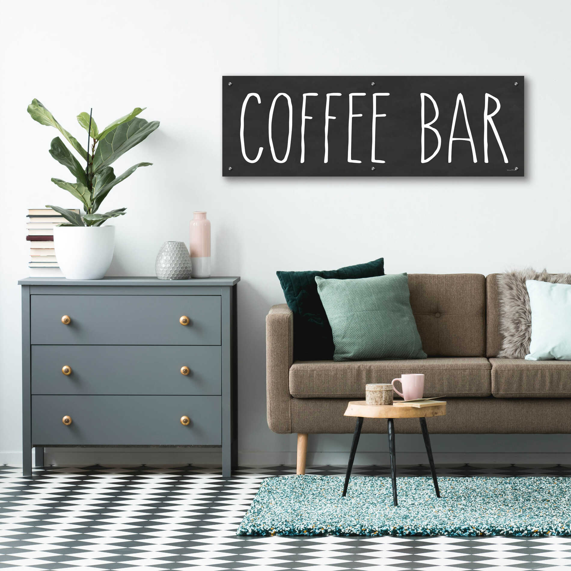 Epic Art 'COFFEE BAR' by lettered & lined, Acrylic Glass Wall Art,48x16