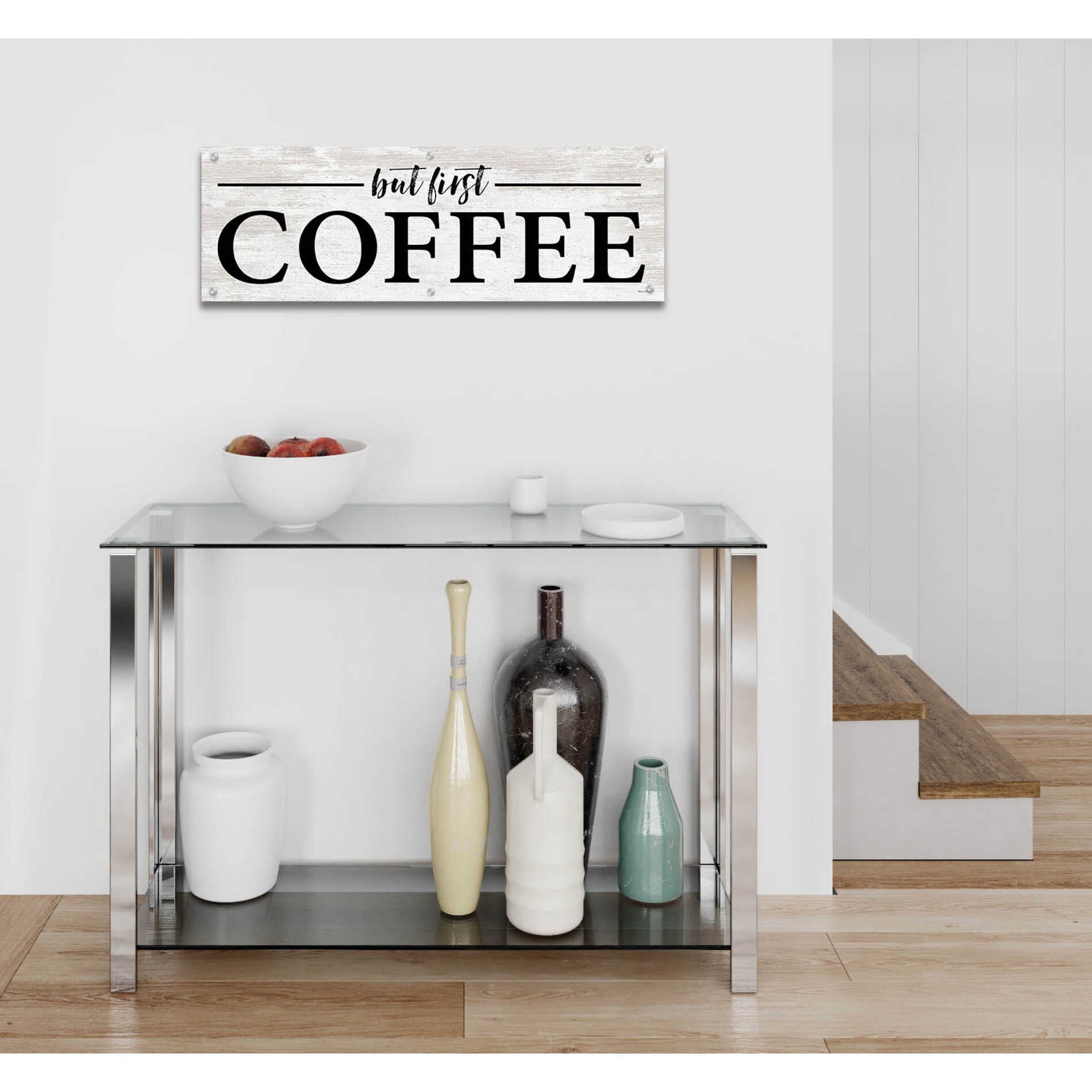 Epic Art 'But First Coffee I' by lettered & lined, Acrylic Glass Wall Art,36x12