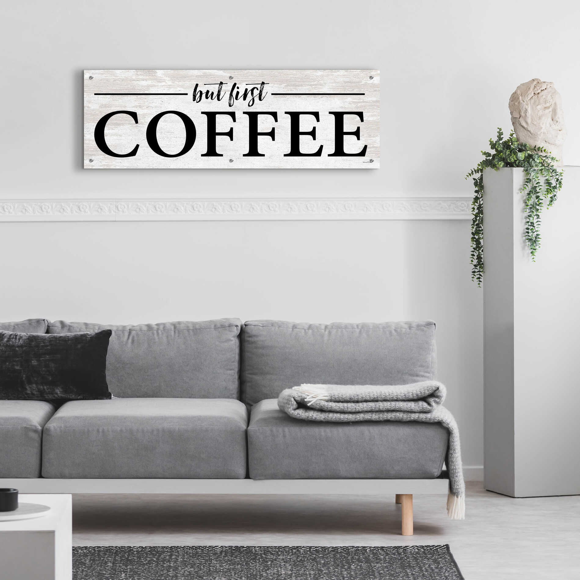 Epic Art 'But First Coffee I' by lettered & lined, Acrylic Glass Wall Art,48x16