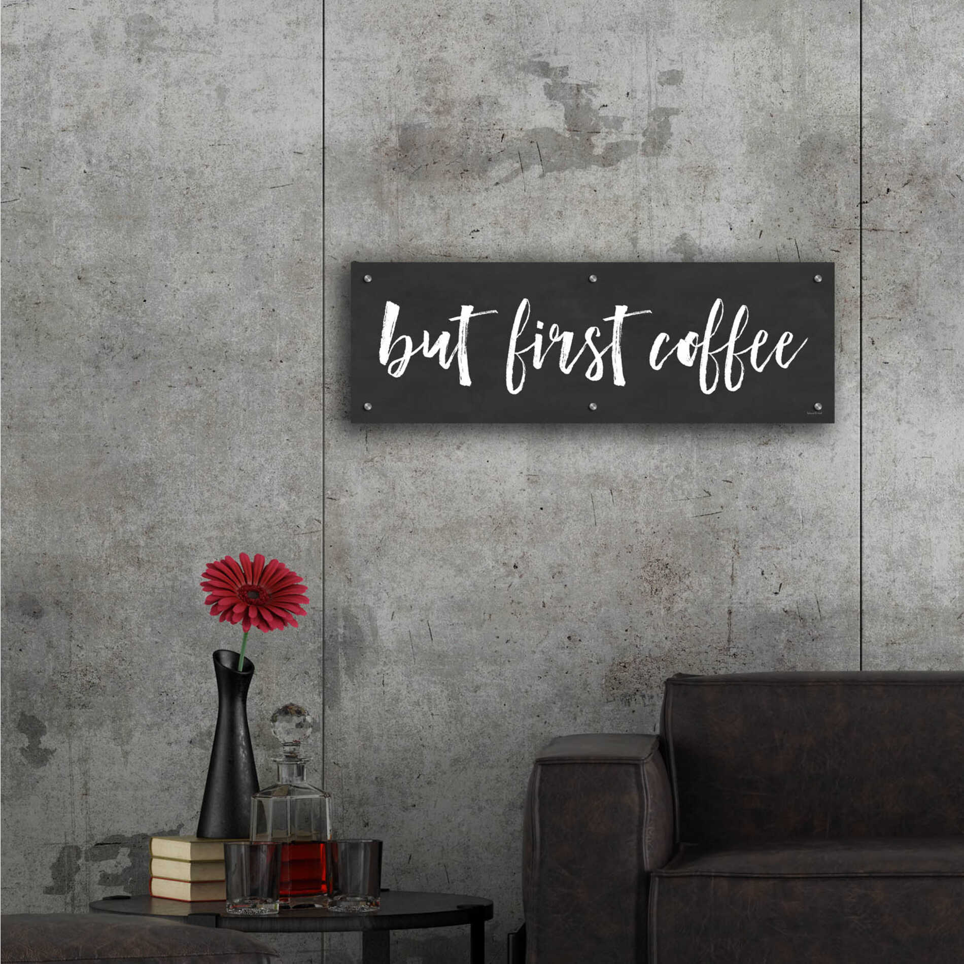 Epic Art 'But First Coffee II' by lettered & lined, Acrylic Glass Wall Art,36x12