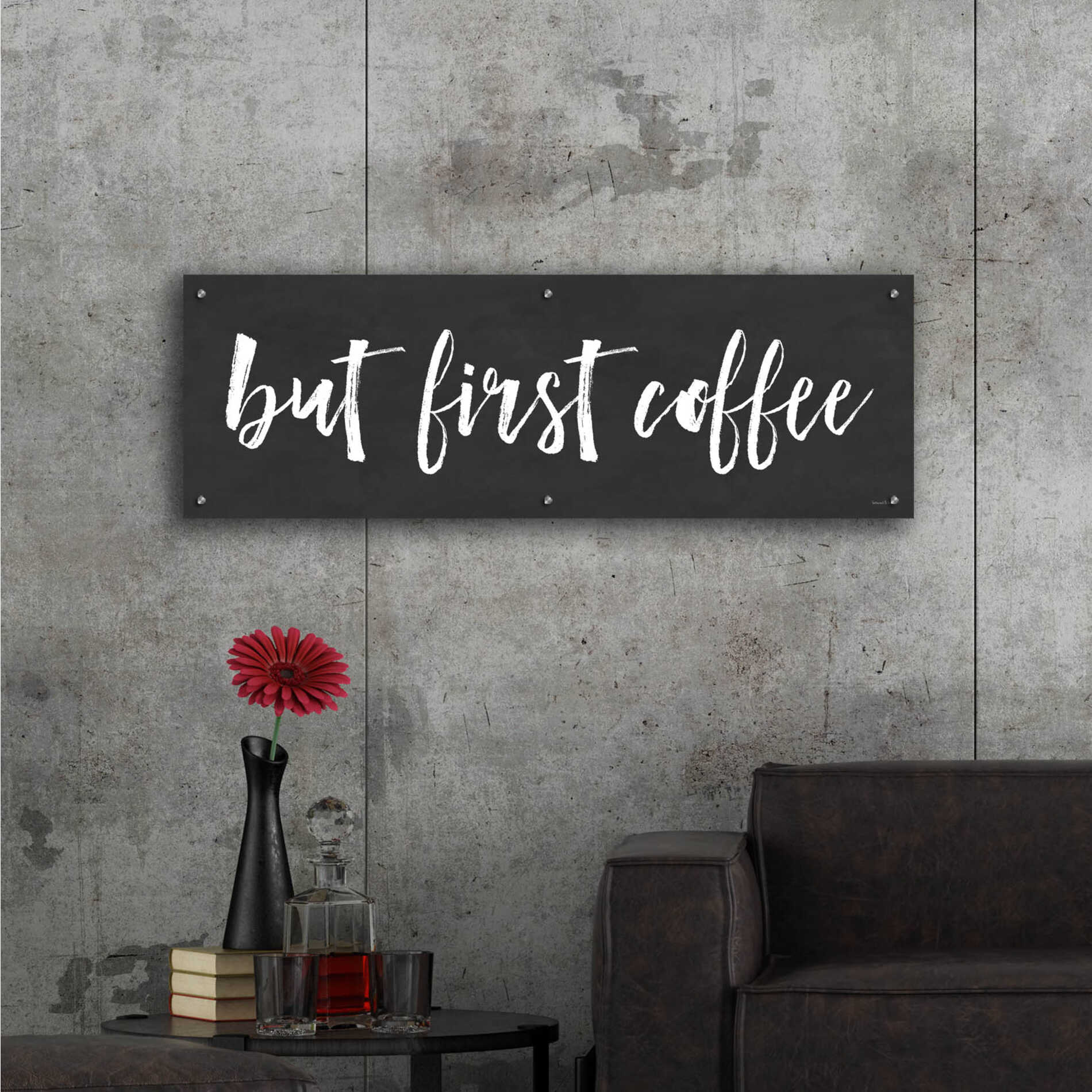 Epic Art 'But First Coffee II' by lettered & lined, Acrylic Glass Wall Art,48x16