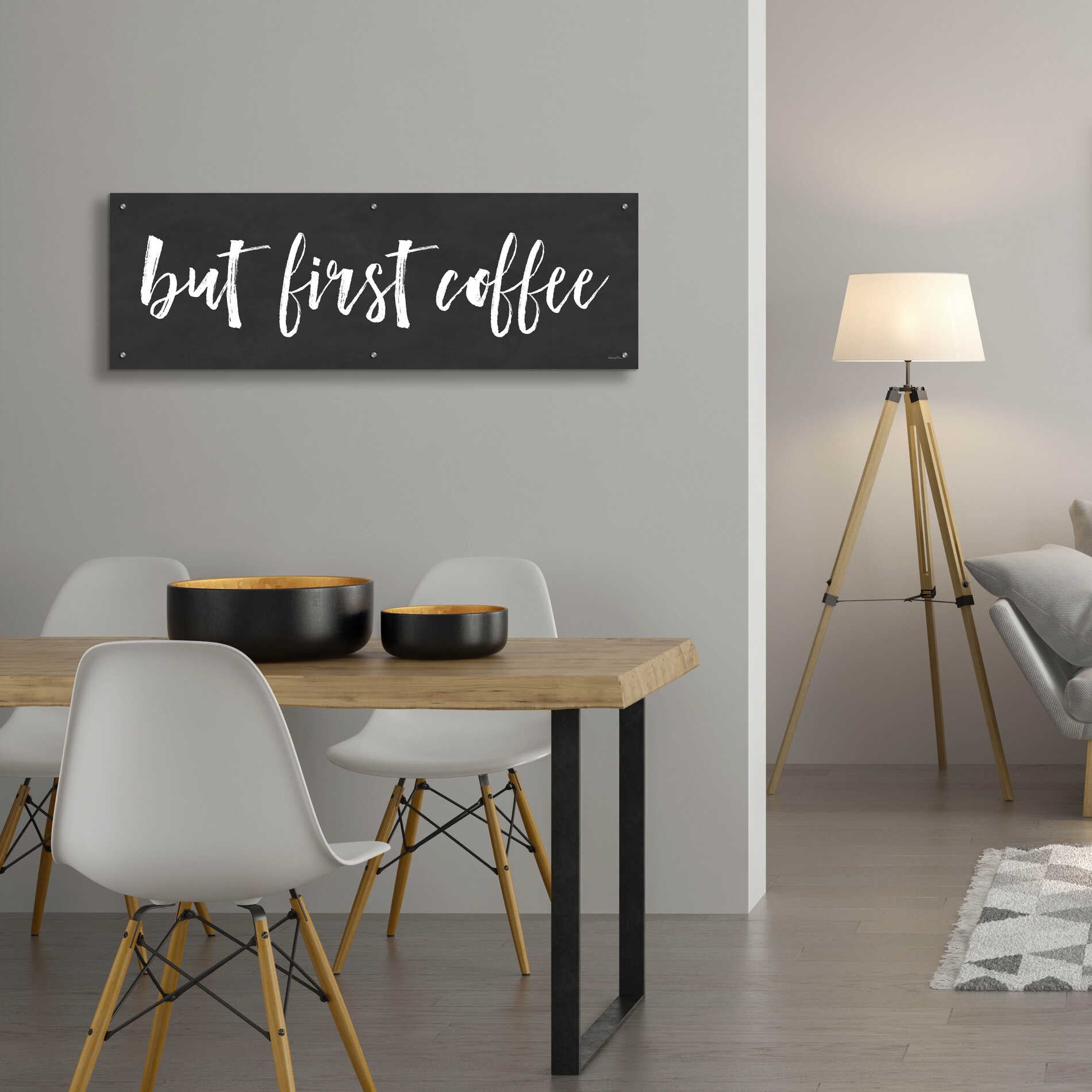 Epic Art 'But First Coffee II' by lettered & lined, Acrylic Glass Wall Art,48x16