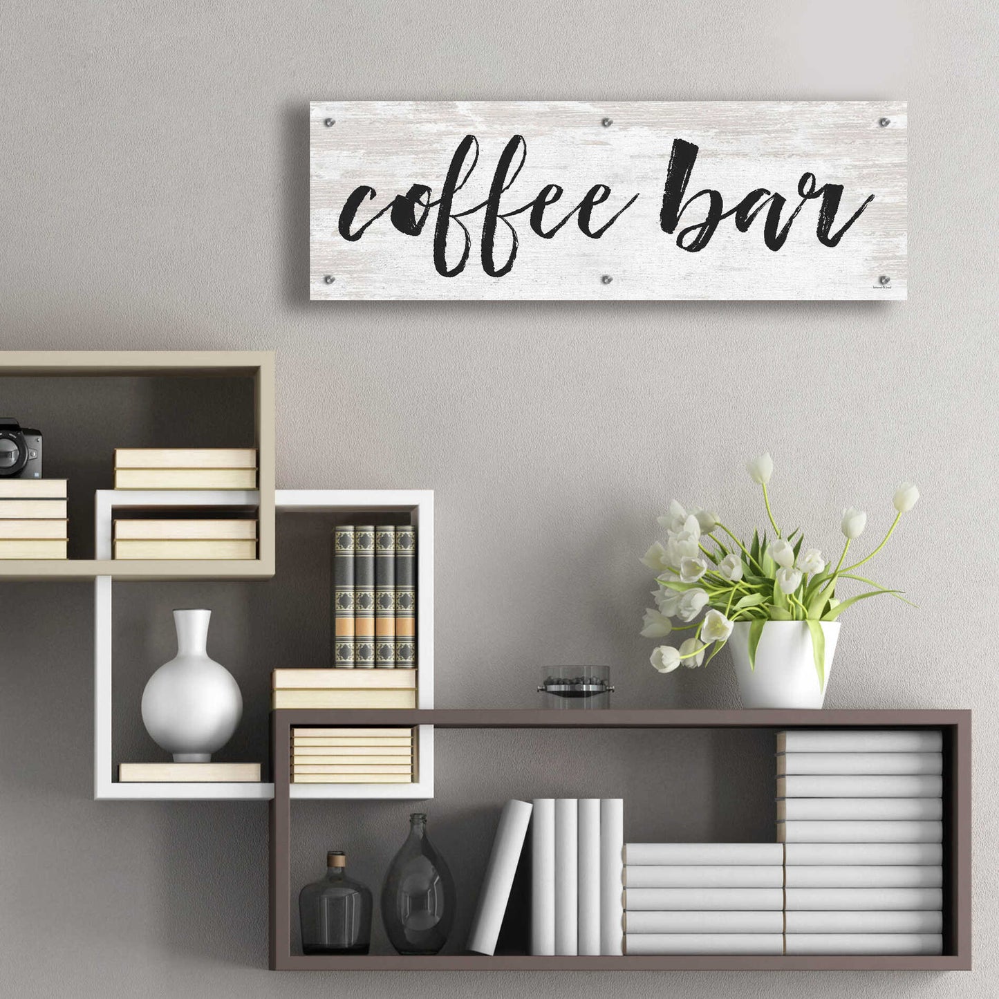 Epic Art 'Coffee Bar on White' by lettered & lined, Acrylic Glass Wall Art,36x12