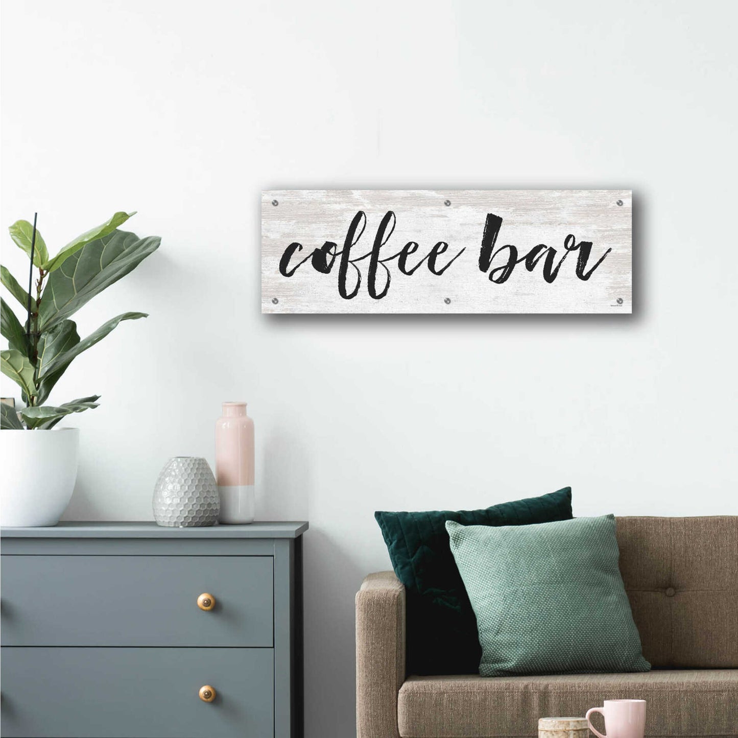 Epic Art 'Coffee Bar on White' by lettered & lined, Acrylic Glass Wall Art,36x12