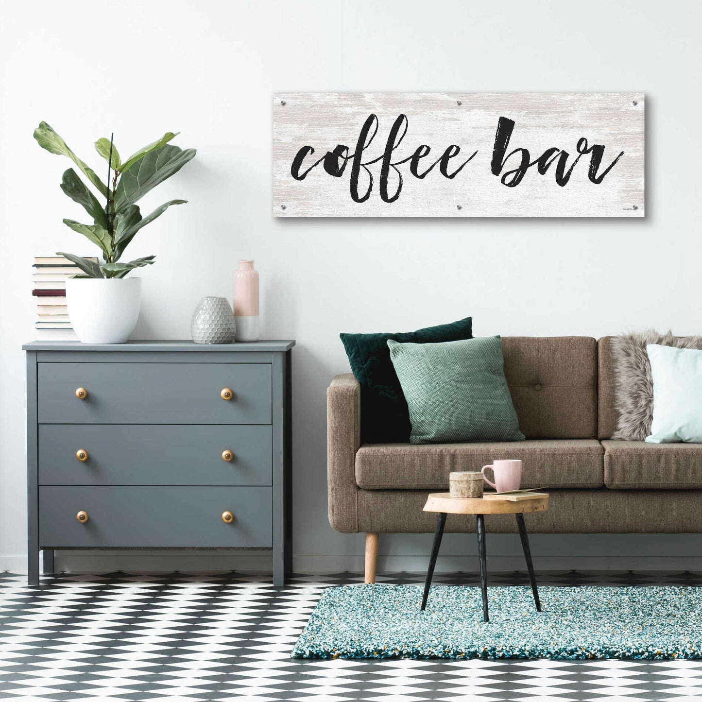 Epic Art 'Coffee Bar on White' by lettered & lined, Acrylic Glass Wall Art,48x16