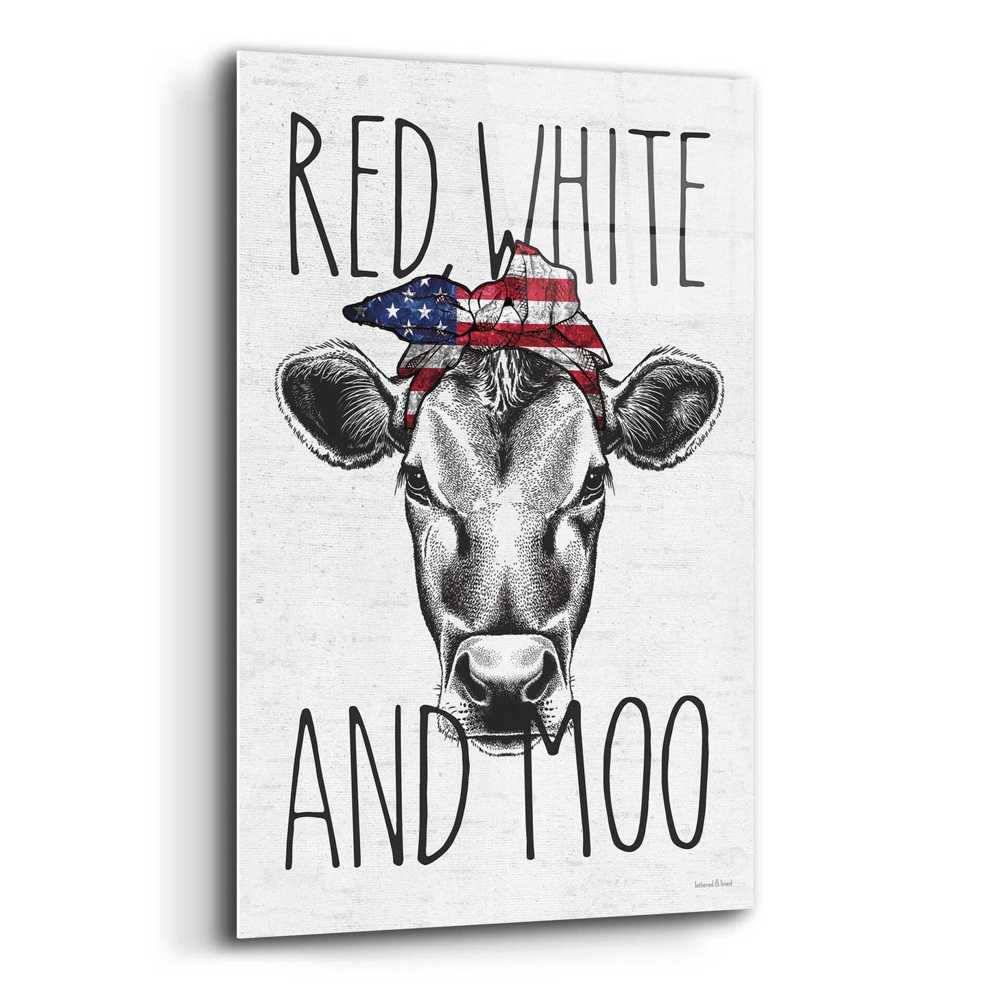 Epic Art 'Red, White and Moo' by lettered & lined, Acrylic Glass Wall Art,12x16