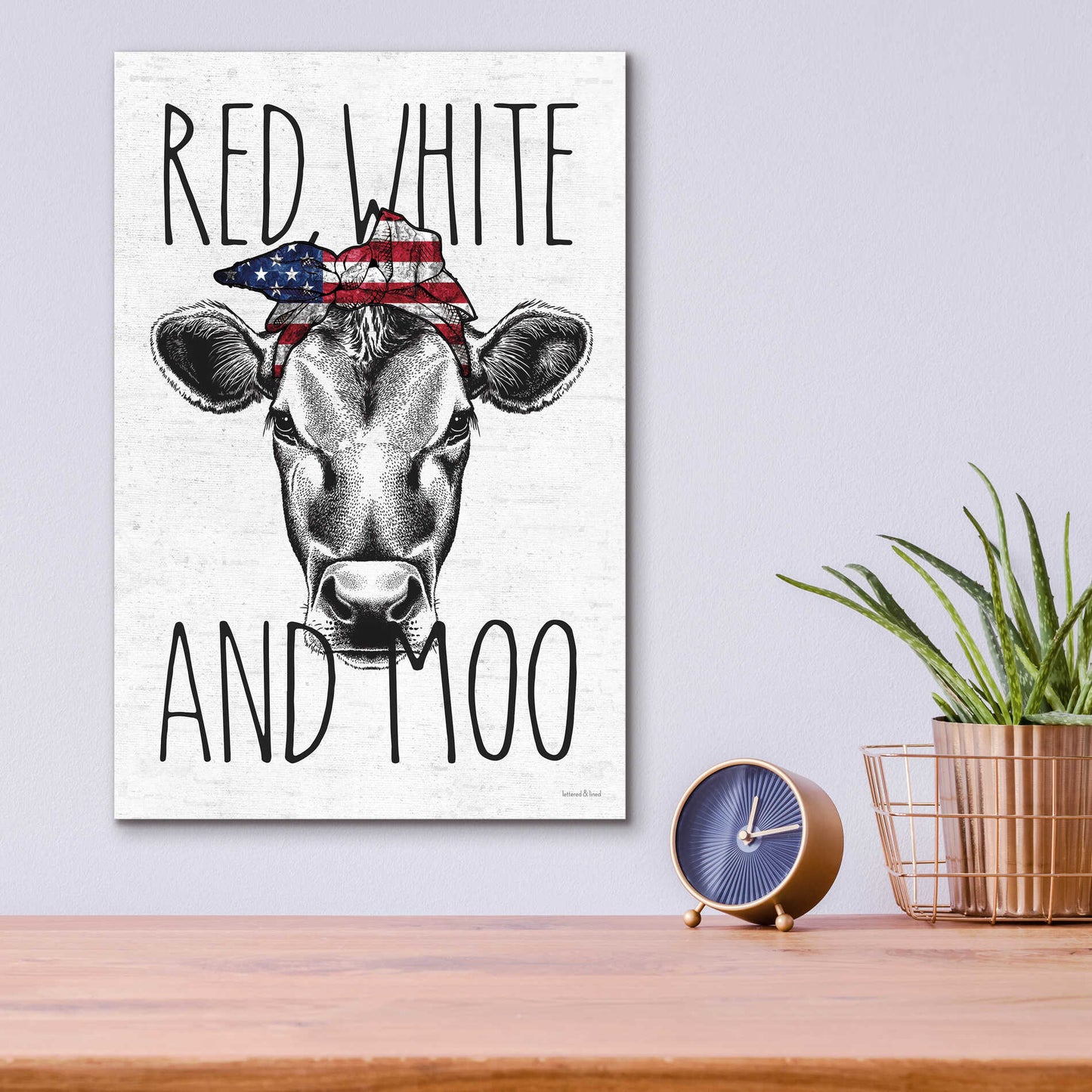 Epic Art 'Red, White and Moo' by lettered & lined, Acrylic Glass Wall Art,12x16