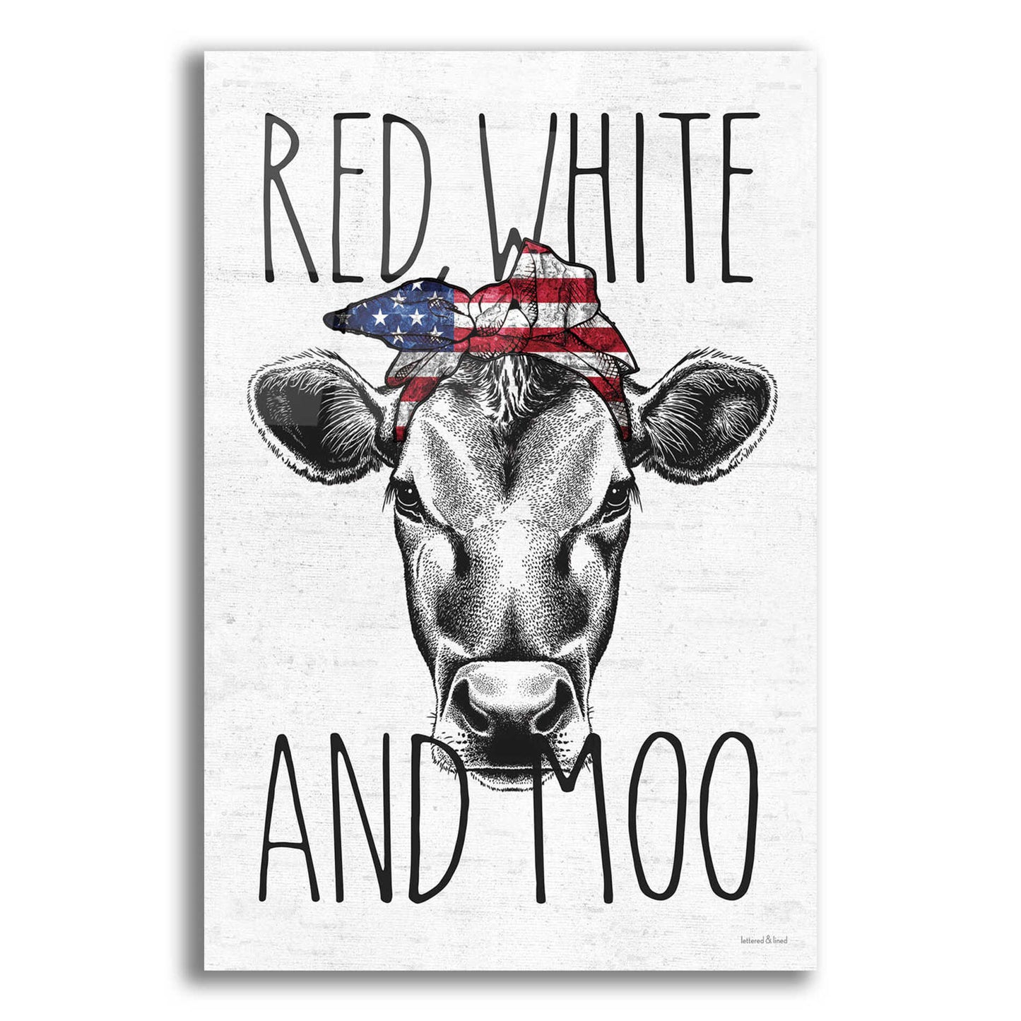 Epic Art 'Red, White and Moo' by lettered & lined, Acrylic Glass Wall Art,12x16