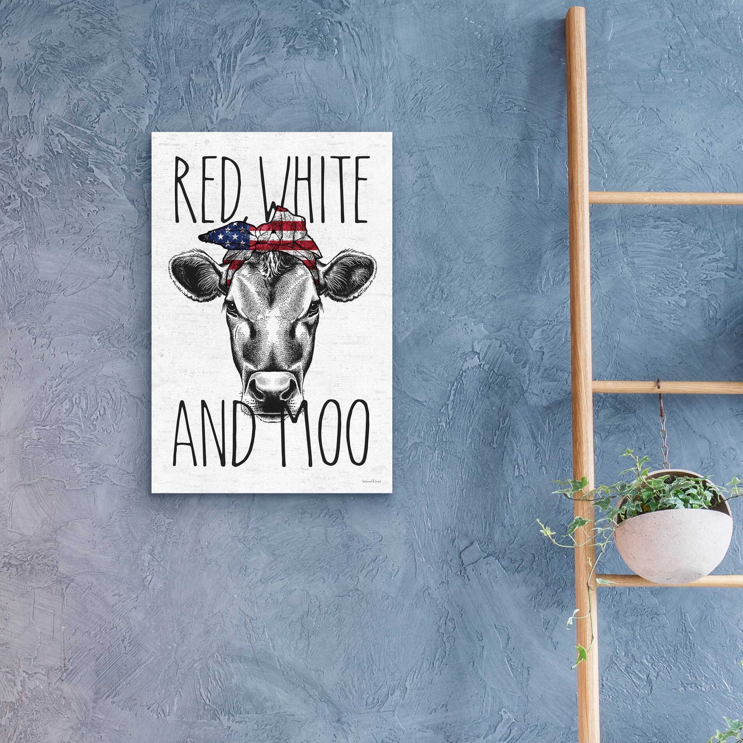 Epic Art 'Red, White and Moo' by lettered & lined, Acrylic Glass Wall Art,16x24