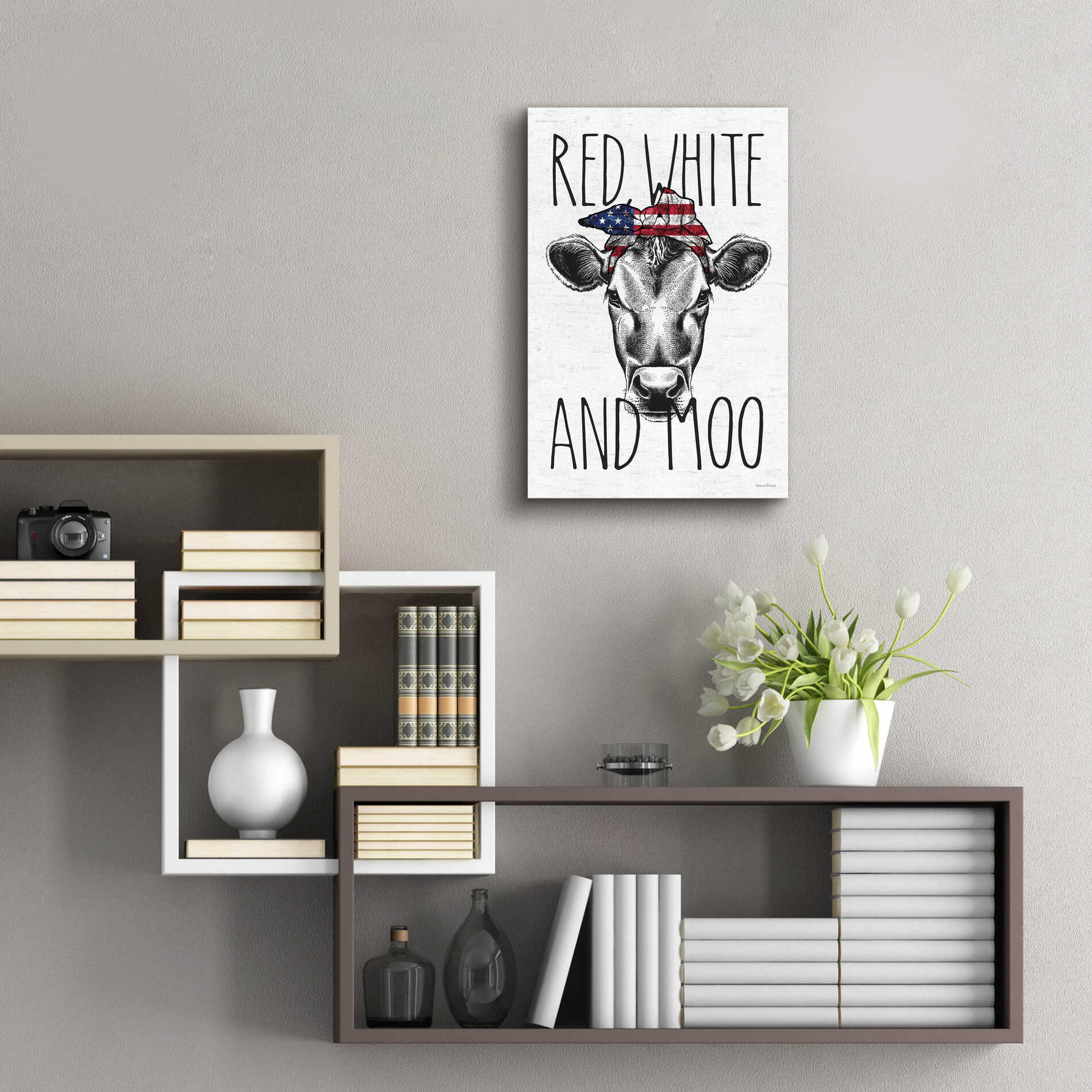 Epic Art 'Red, White and Moo' by lettered & lined, Acrylic Glass Wall Art,16x24