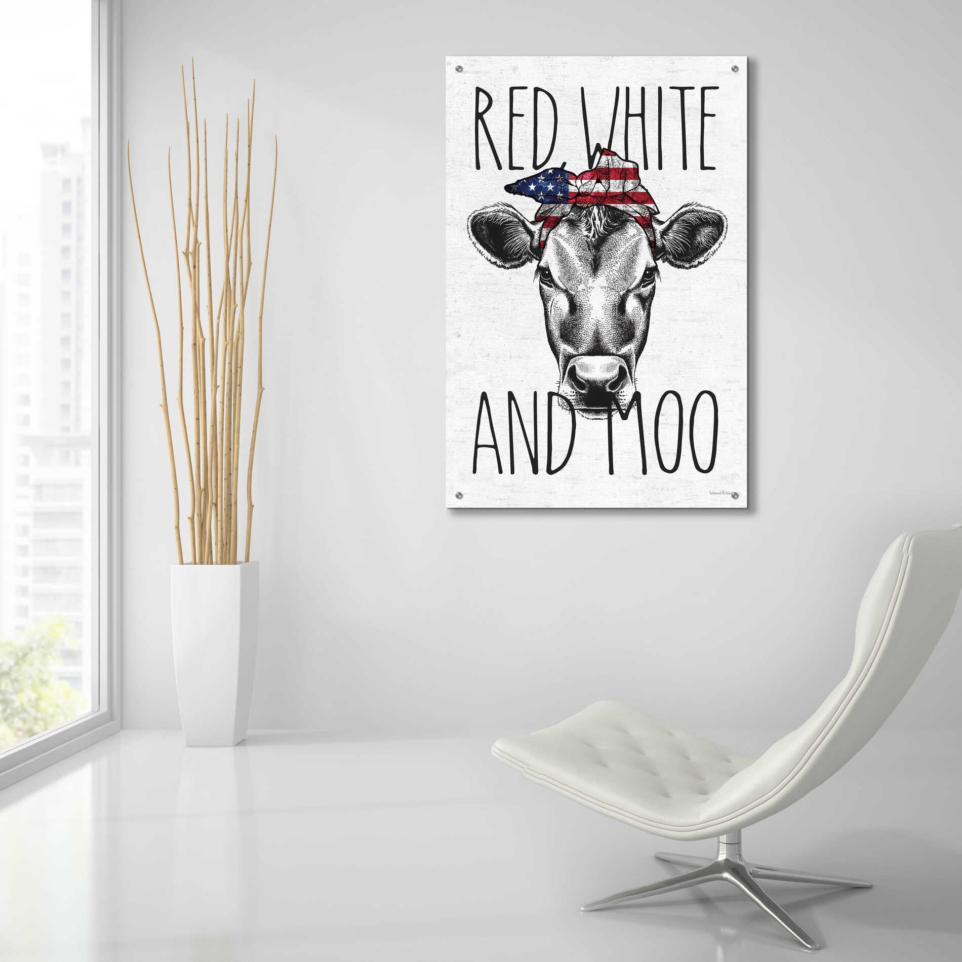 Epic Art 'Red, White and Moo' by lettered & lined, Acrylic Glass Wall Art,24x36