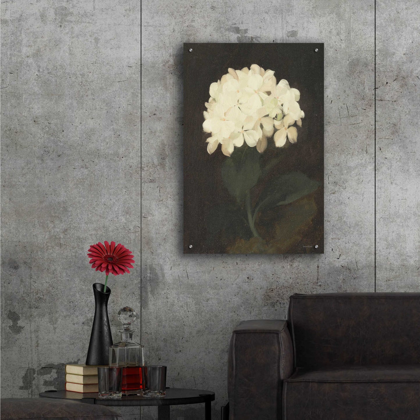 Epic Art 'Vintage White Hydrangea' by lettered & lined, Acrylic Glass Wall Art,24x36